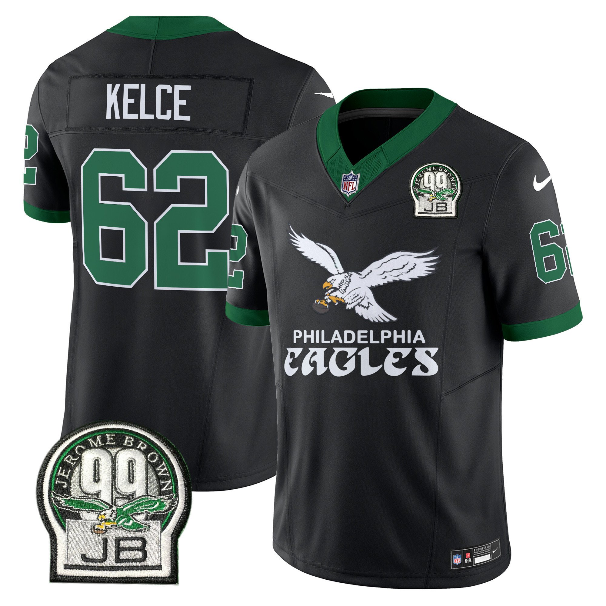 Men's Jason Kelce Philadelphia Eagles Kelly Green Vapor Limited Black Jersey V5 - All Stitched