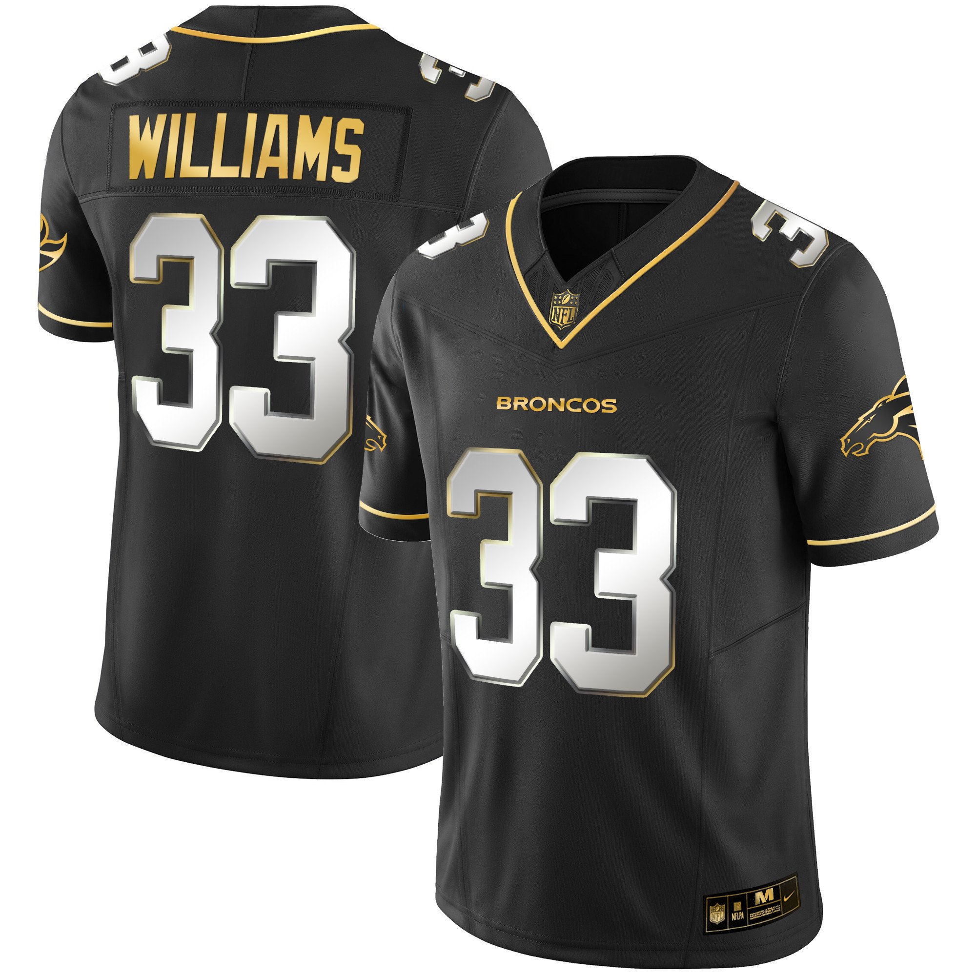 Men's Javonte Williams Denver Broncos Gold Vapor Limited Black Limitted Jersey - All Stitched
