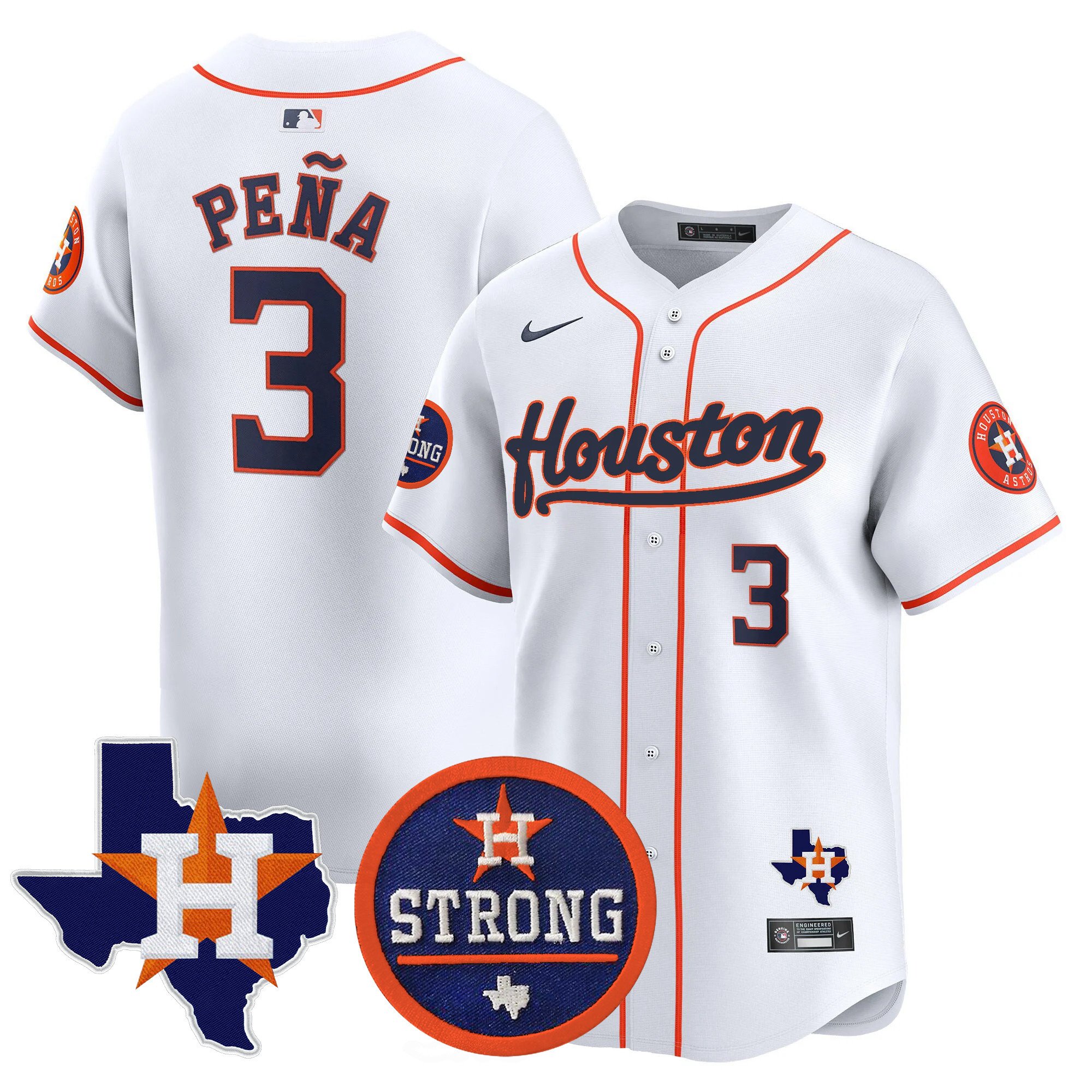 Men's Jeremy Pena Houston Astros "Houston Strong" Patch Vapor Premier Limited Home Jersey - All Stitched