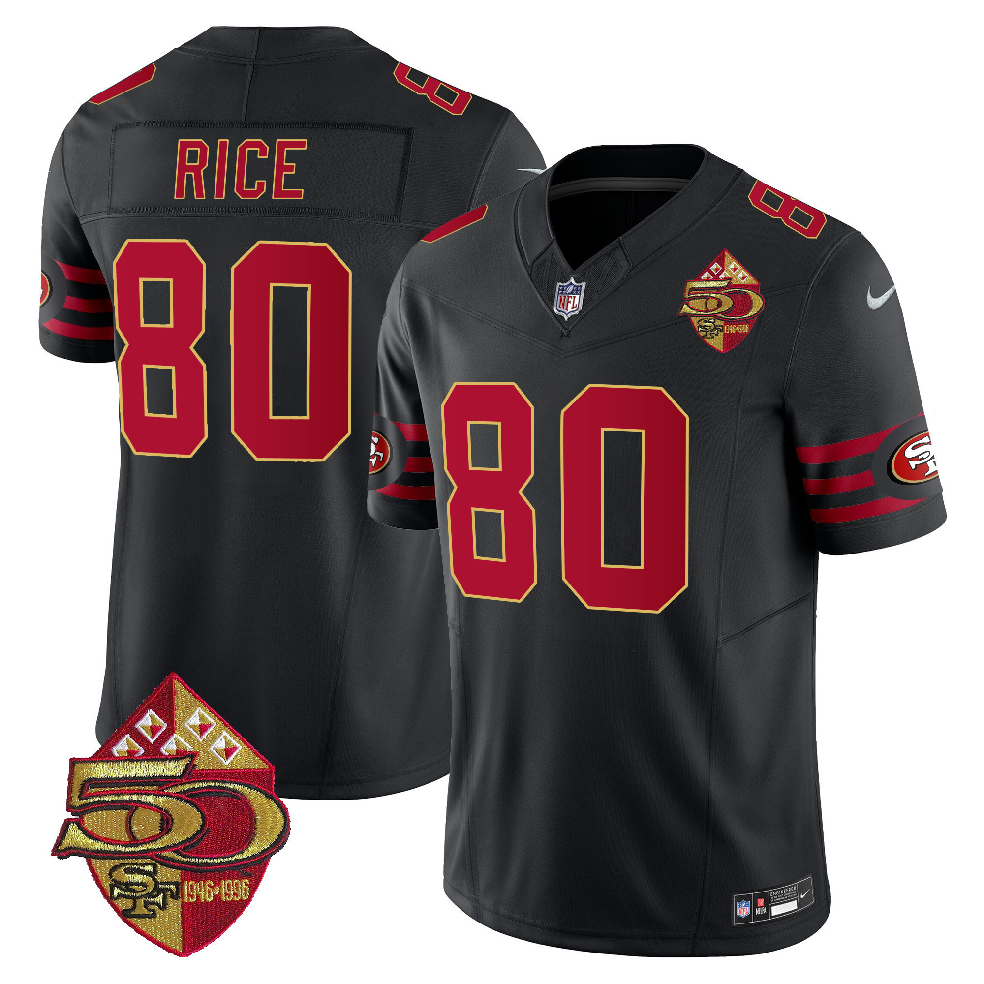 Men's Jerry Rice San Francisco 49ers 1996 Throwback Vapor Limited Black Jersey - All Stitched