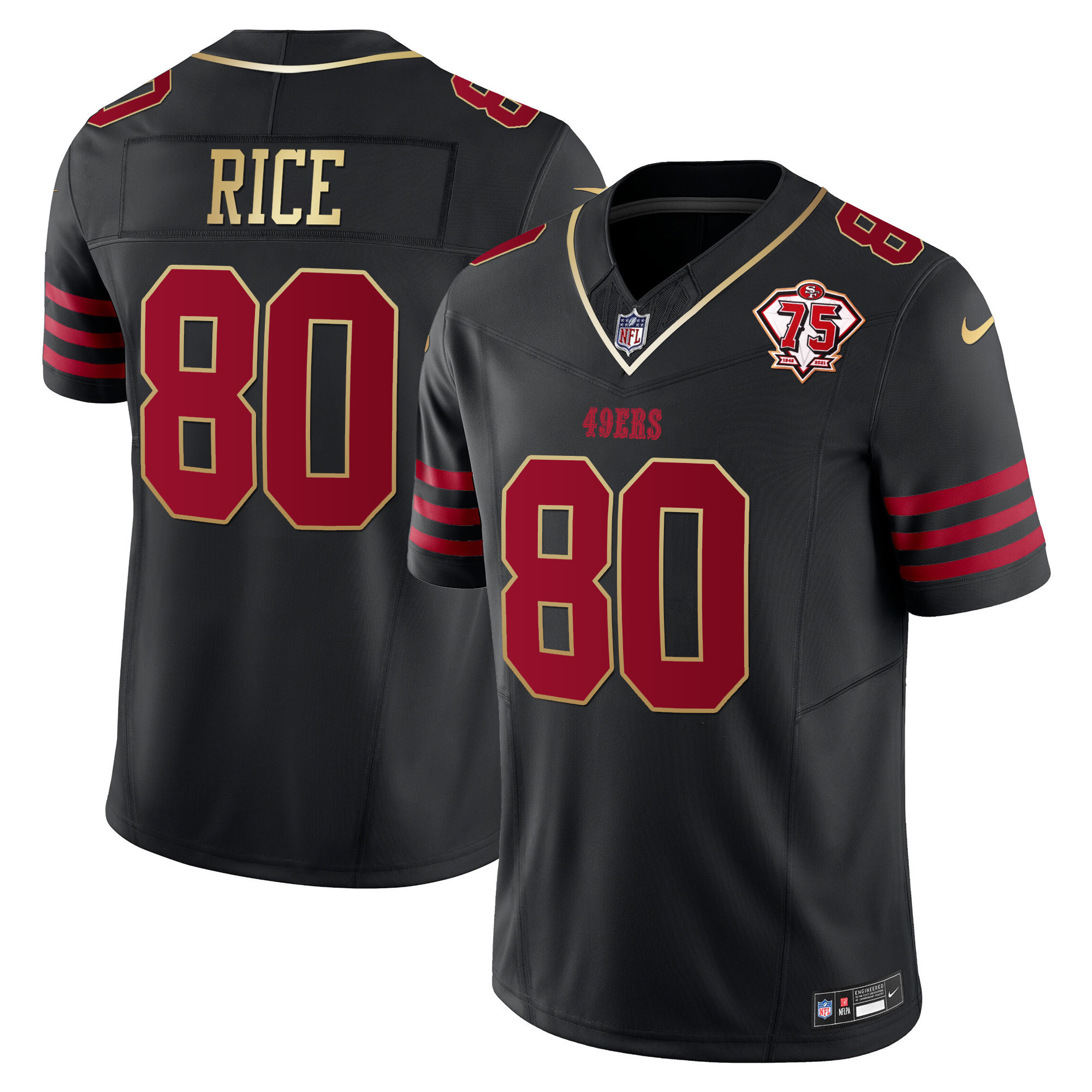 Men's Jerry Rice San Francisco 49ers 2023 Vapor Gold Trim Limited Black Gold Jersey - All Stitched