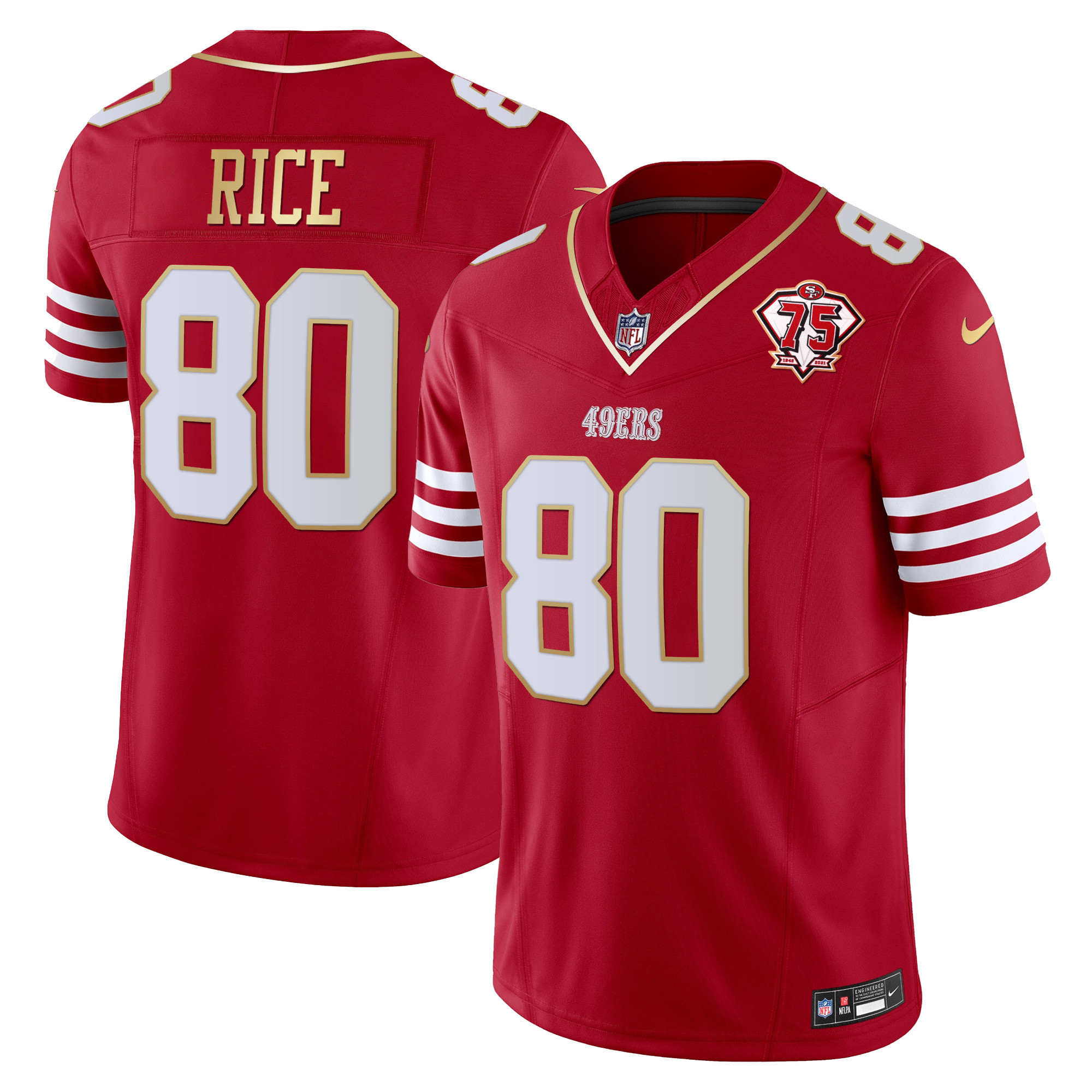 Men's Jerry Rice San Francisco 49ers 2023 Vapor Gold Trim Limited Scarlet Gold Jersey - All Stitched