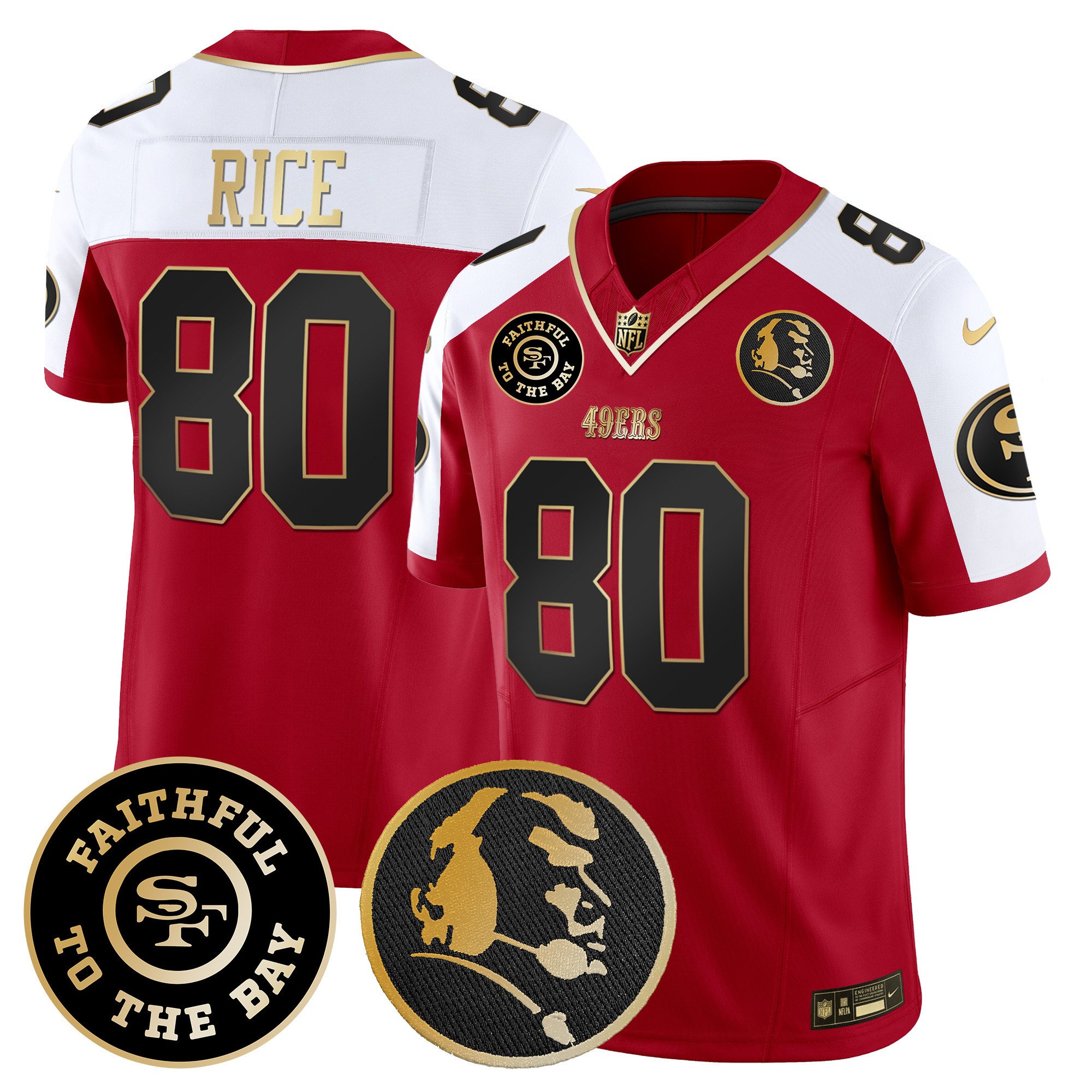 Men's Jerry Rice San Francisco 49ers Faithful & John Madden Patch Vapor Alternate Jersey - All Stitched