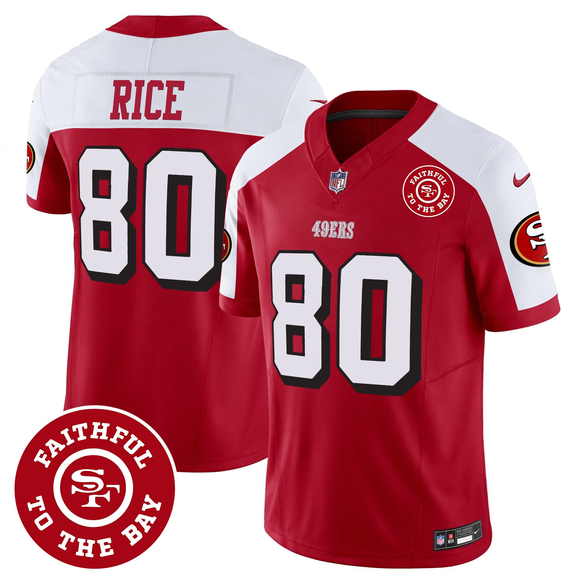 Men's Jerry Rice San Francisco 49ers Faithful To The Bay Patch Vapor Alternate Jersey V2 - All Stitched