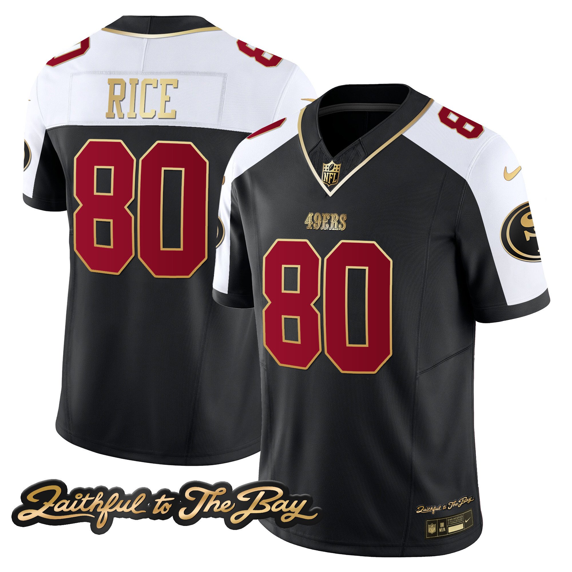 Men's Jerry Rice San Francisco 49ers Faithful To The Bay Patch Vapor Limited Black Alternate Jersey V3 - All Stitched