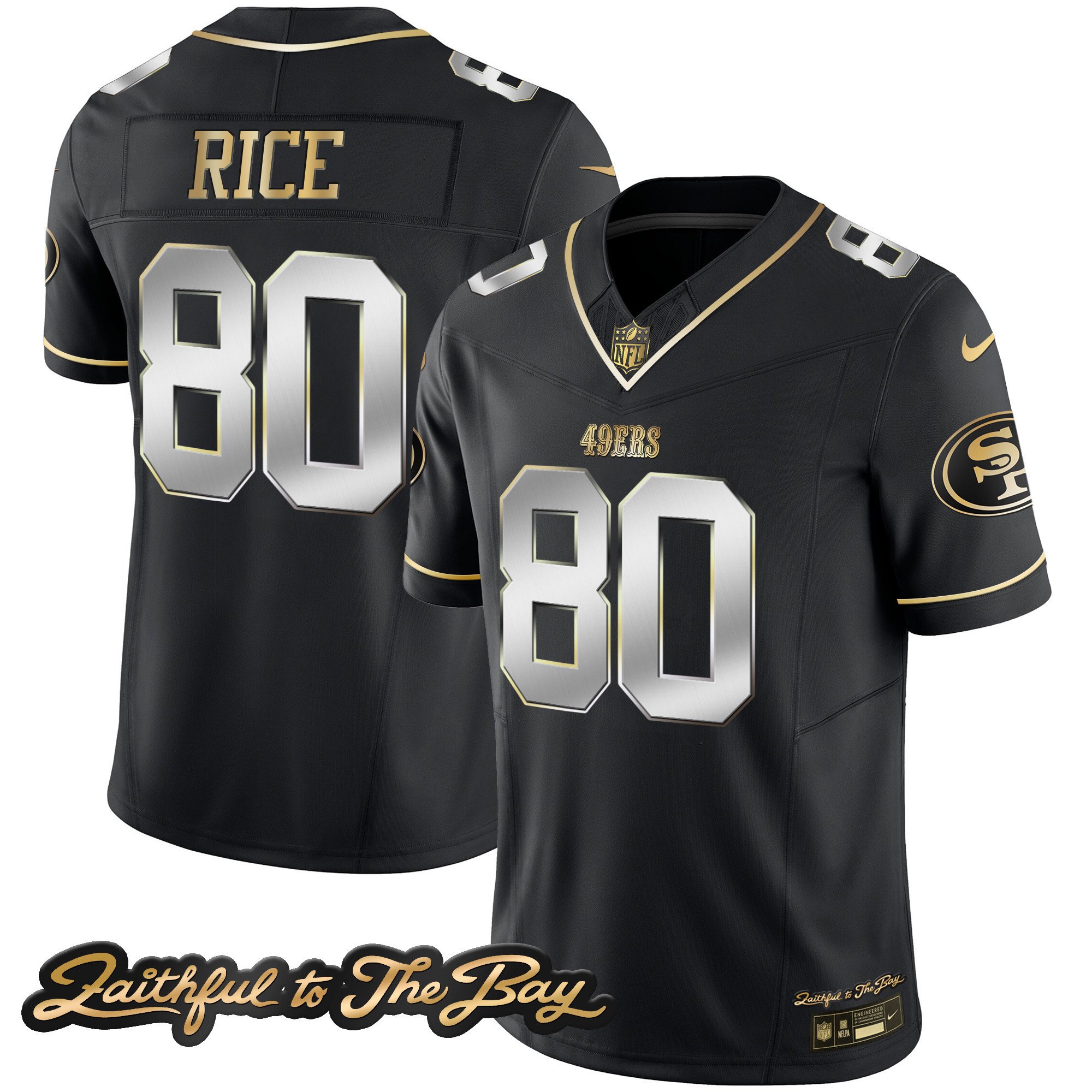 Men's Jerry Rice San Francisco 49ers Faithful To The Bay Patch Vapor Limited Black Limited Jersey V3 - All Stitched