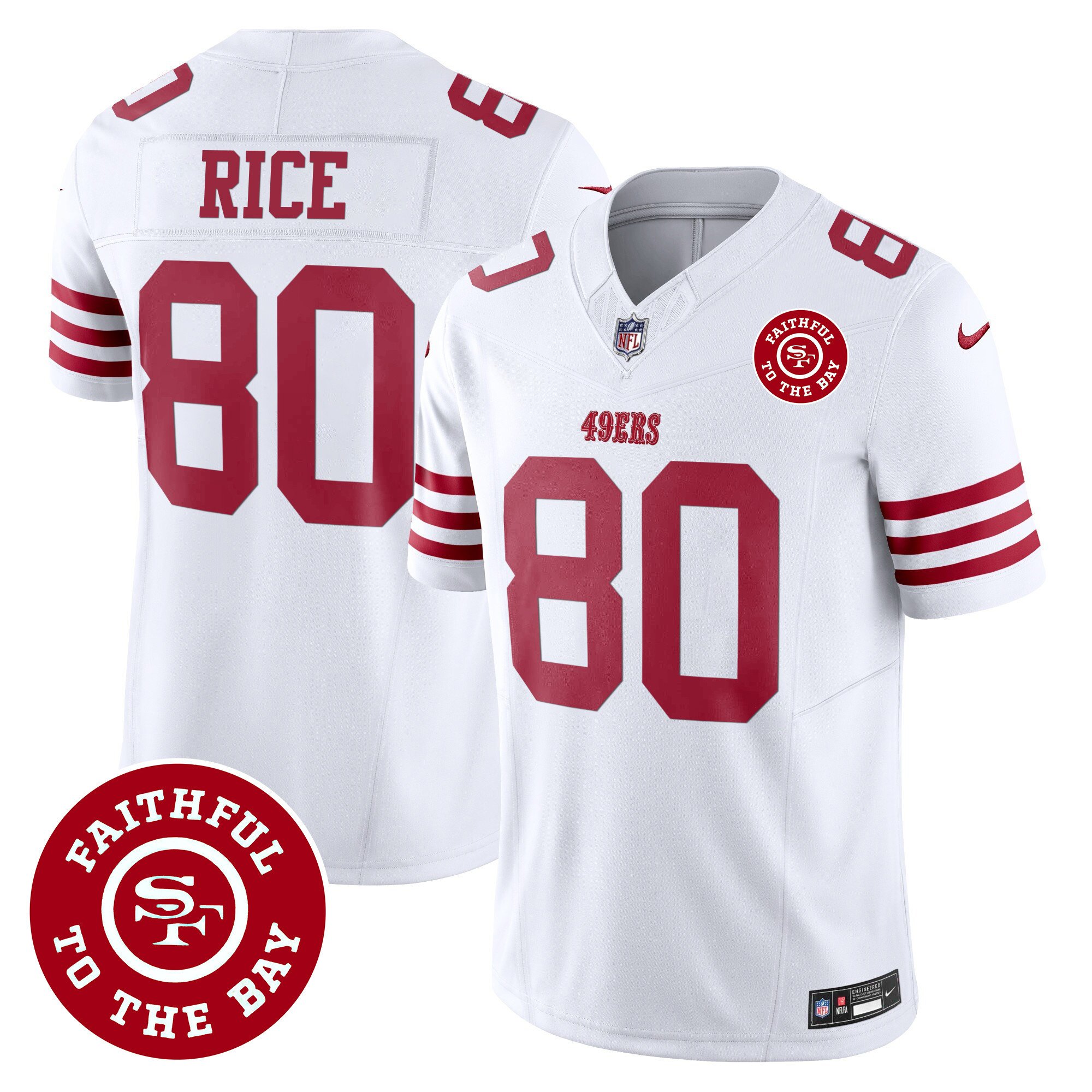 Men's Jerry Rice San Francisco 49ers Faithful To The Bay Patch Vapor White Jersey - All Stitched