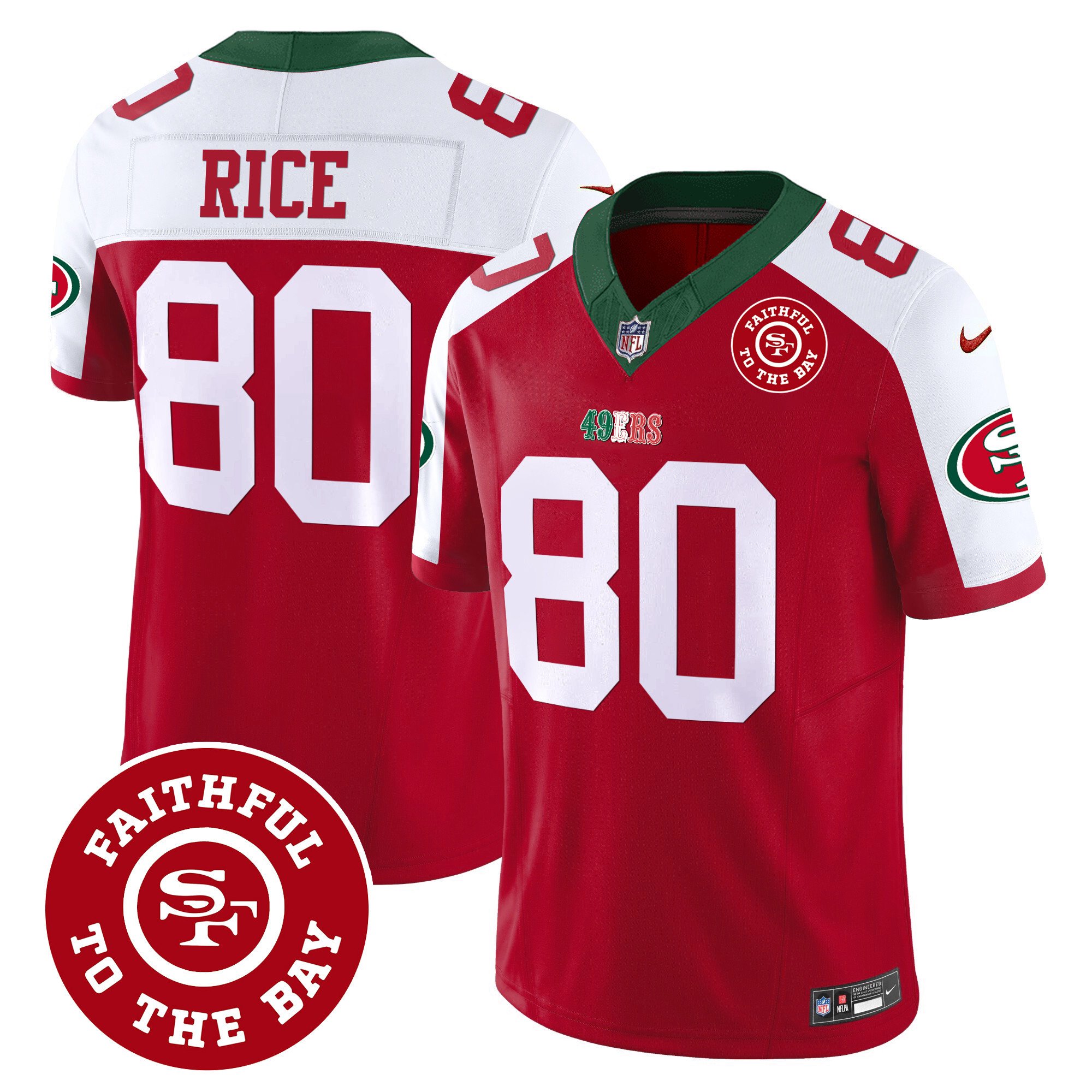 Men's Jerry Rice San Francisco 49ers Mexico Faithful To The Bay Patch Vapor Red Alternate Jersey - All Stitched