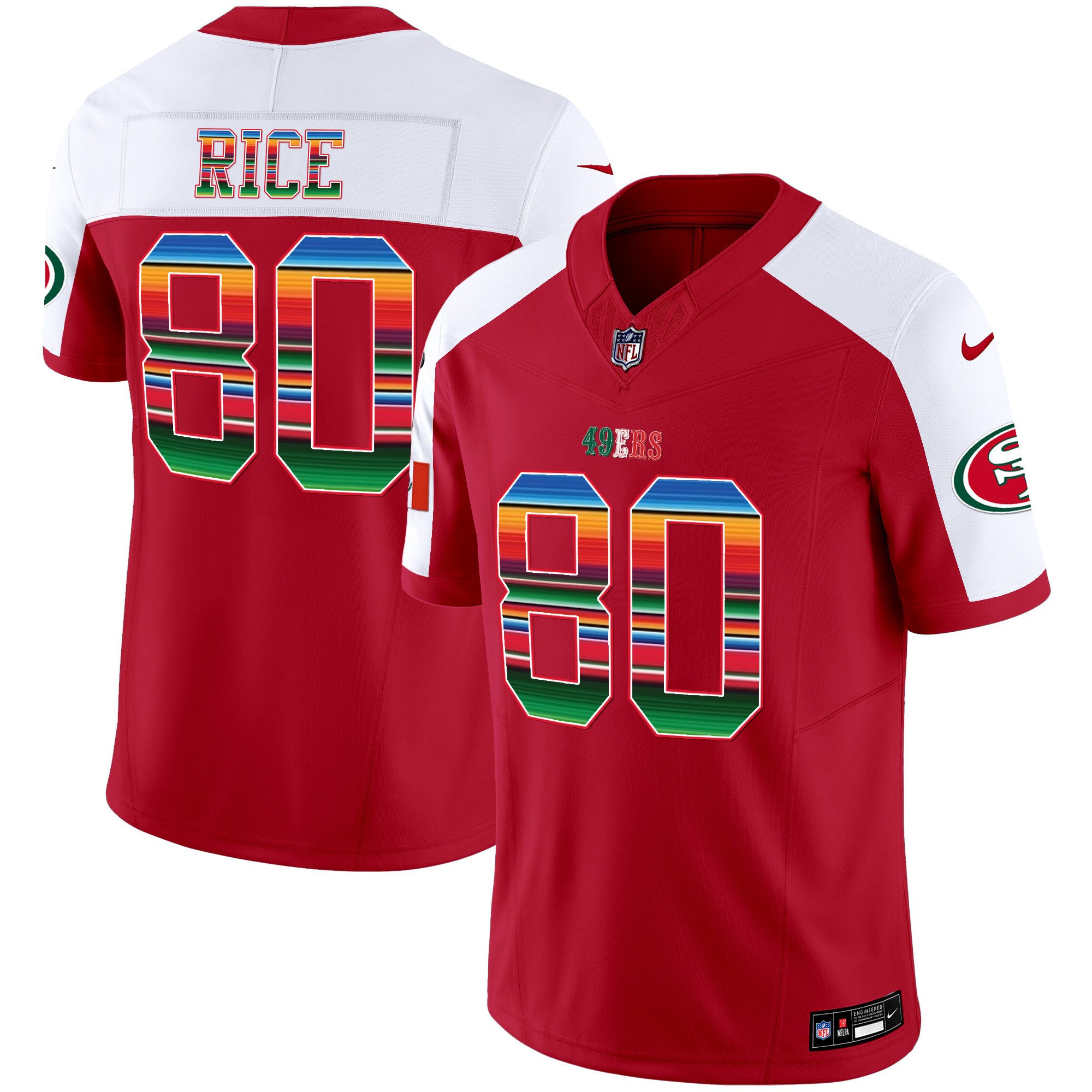 Men's Jerry Rice San Francisco 49ers Mexico Vapor Red Alternate Jersey V3 - All Stitched