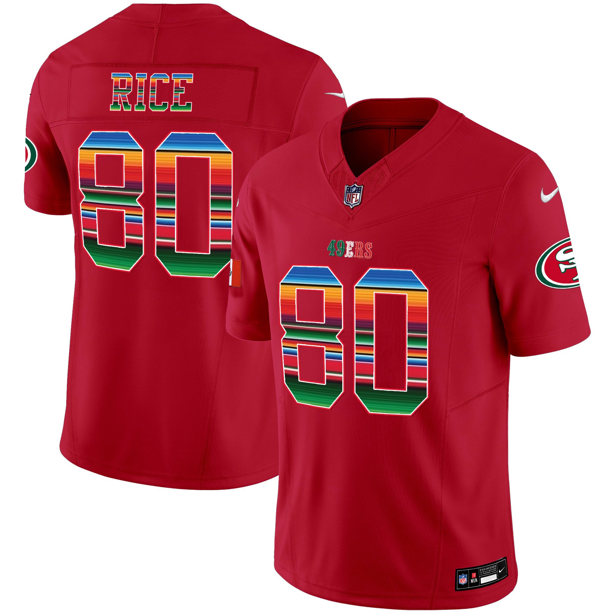 Men's Jerry Rice San Francisco 49ers Mexico Vapor Red Jersey V3 - All Stitched