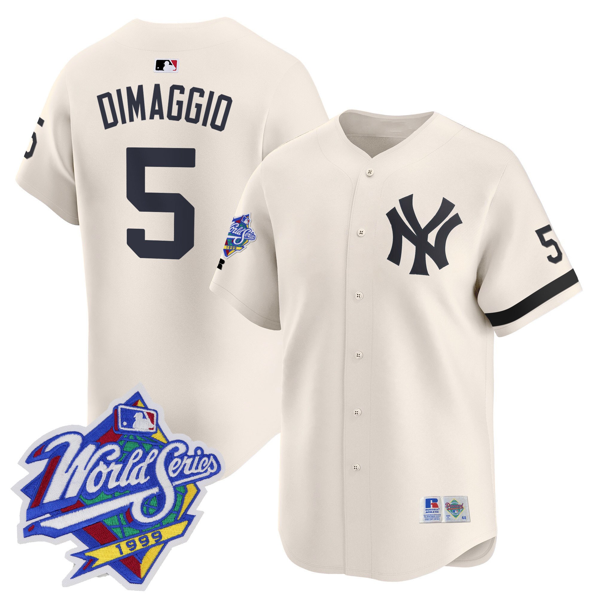 Men's Joe DiMaggio New York Yankees 1999 Throwback Joe DiMaggio Patch Vapor Premier Limited Cream Jersey - All Stitched