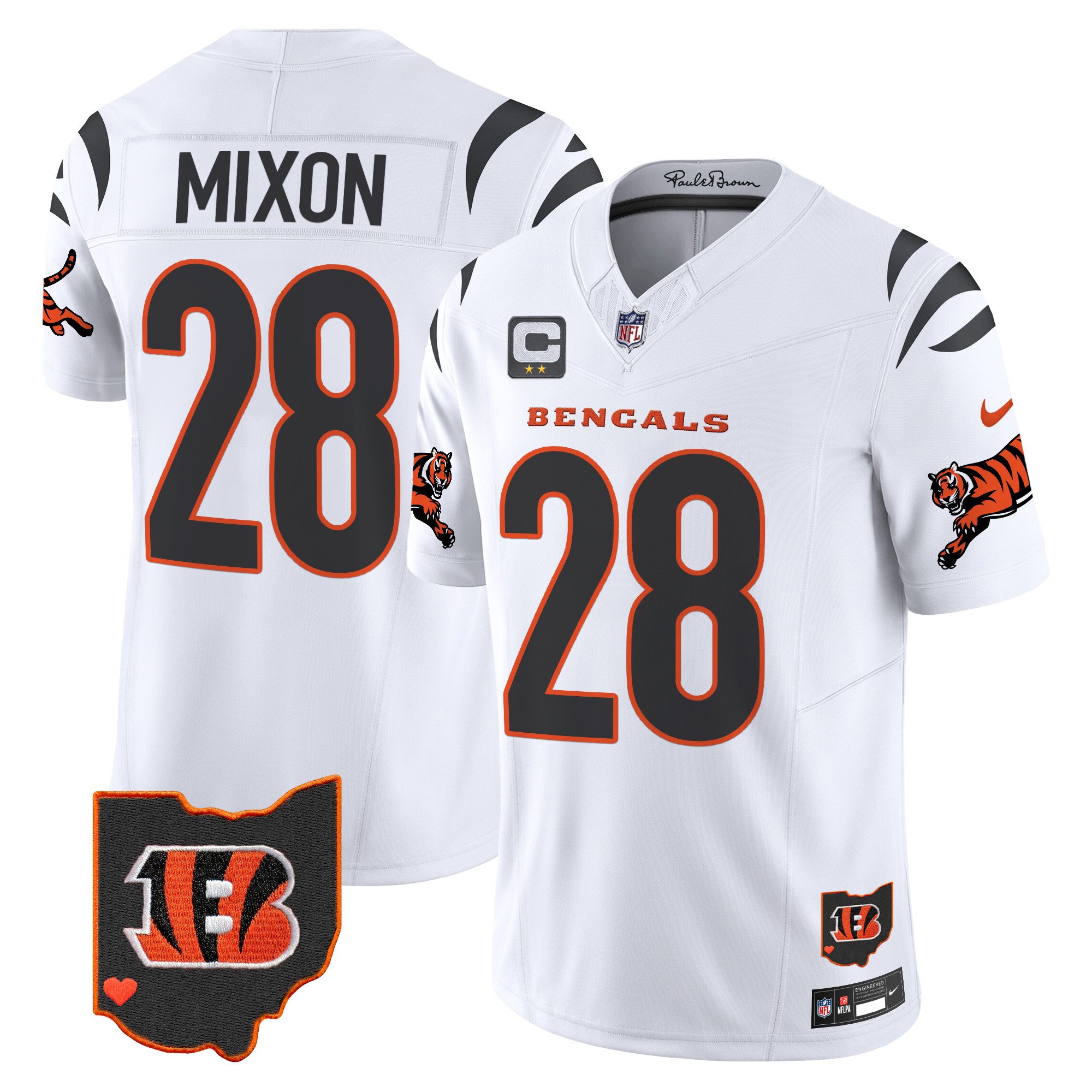 Men's Joe Mixon Cincinnati Bengals 2024 Vapor Limited White Jersey - All Stitched
