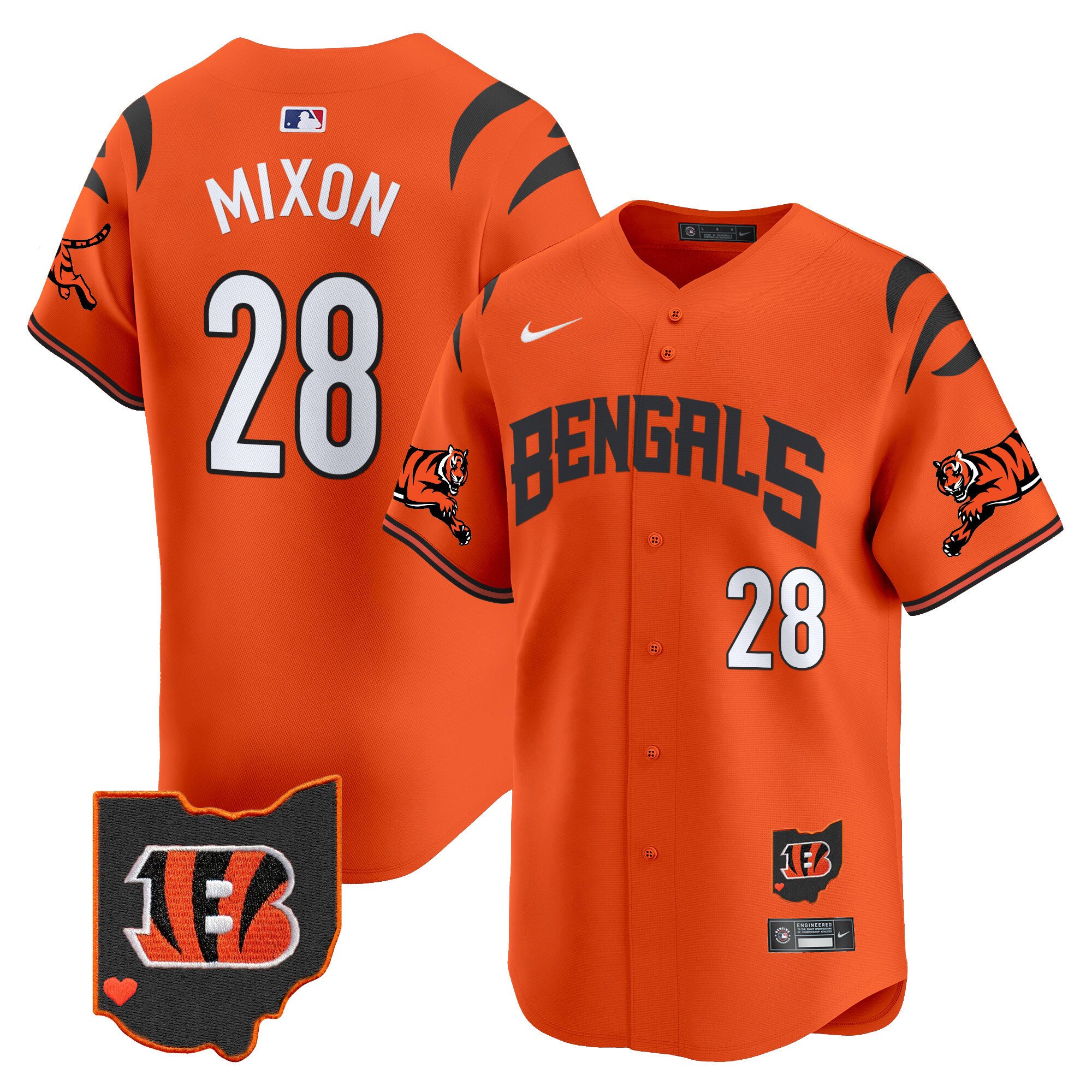 Men's Joe Mixon Cincinnati Bengals Vapor Premier Limited Orange Jersey - All Stitched