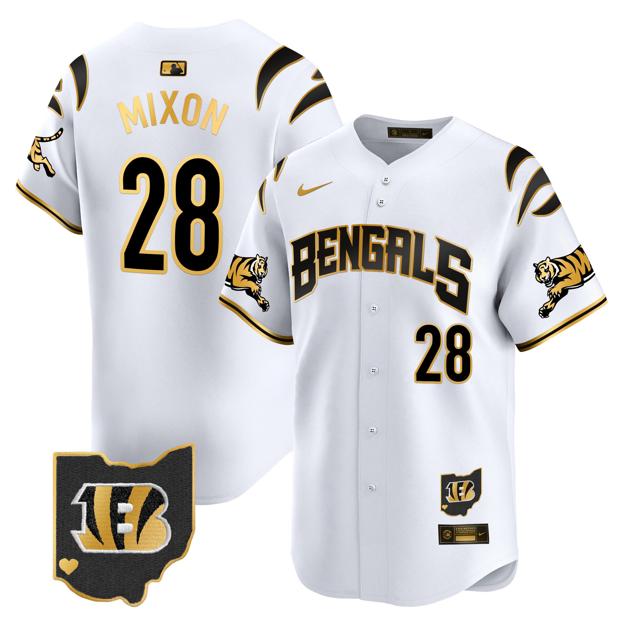 Men's Joe Mixon Cincinnati Bengals Vapor Premier Limited White Gold Jersey - All Stitched