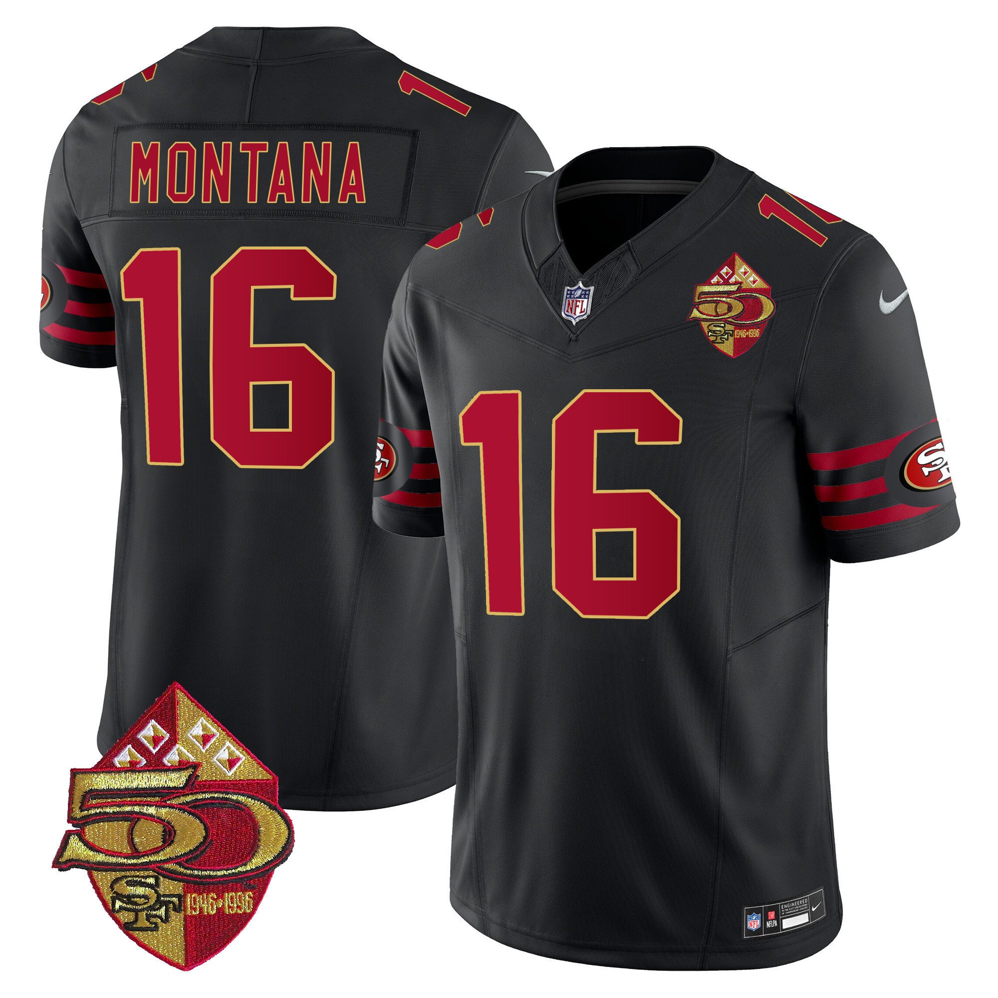 Men's Joe Montana San Francisco 49ers 1996 Throwback Vapor Limited Black Jersey - All Stitched