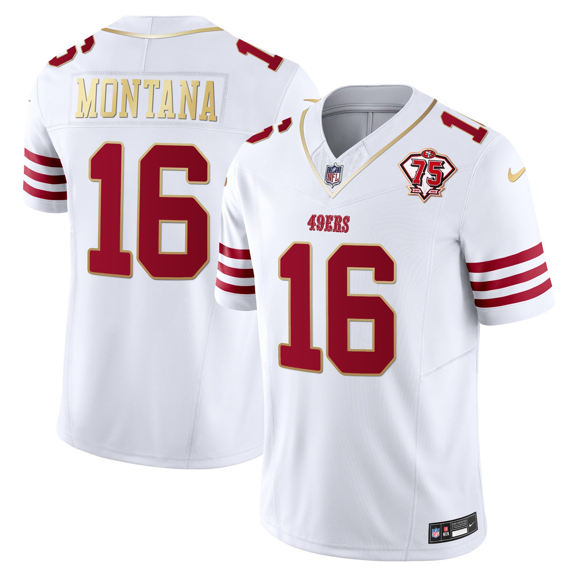 Men's Joe Montana San Francisco 49ers 2023 Vapor Gold Trim Limited White Gold Jersey - All Stitched