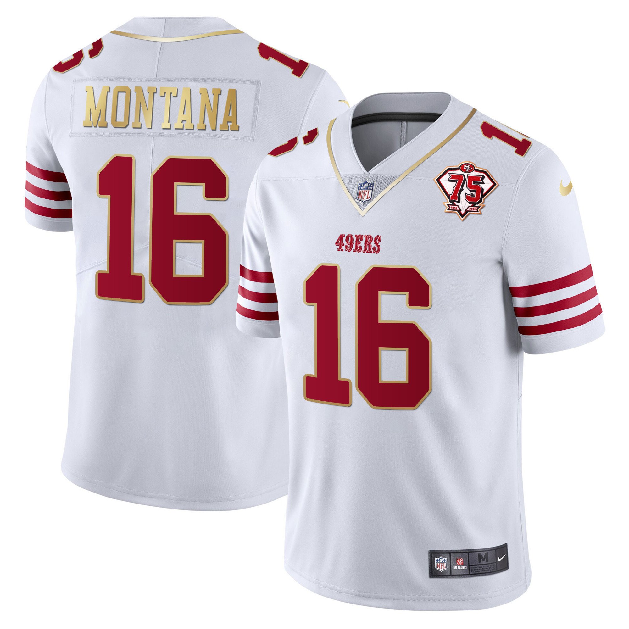 Men's Joe Montana San Francisco 49ers Vapor Gold White Gold Jersey Collection - All Stitched