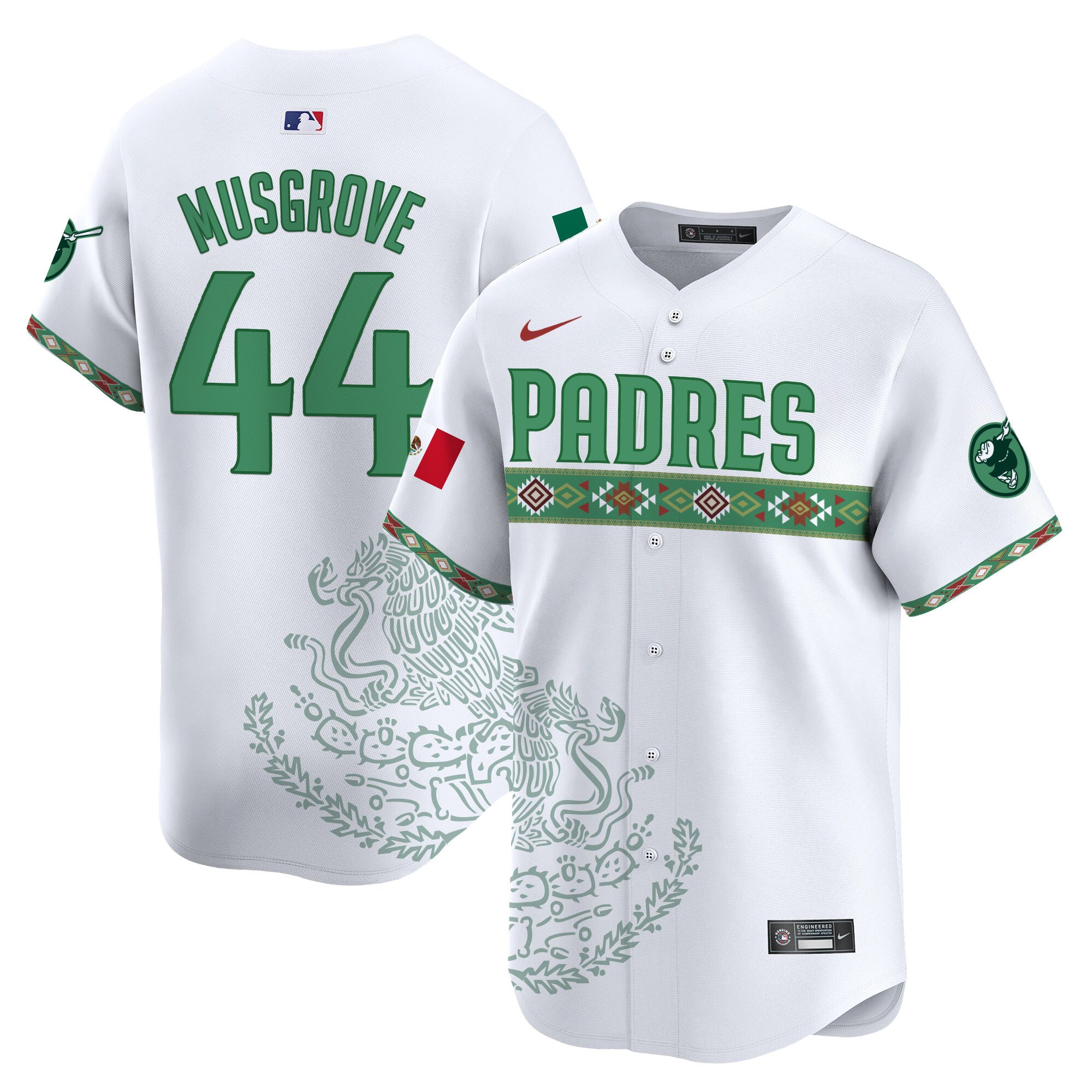 Men's Joe Musgrove San Diego Padres Mexico Vapor Premier Limited White Jersey - Printed