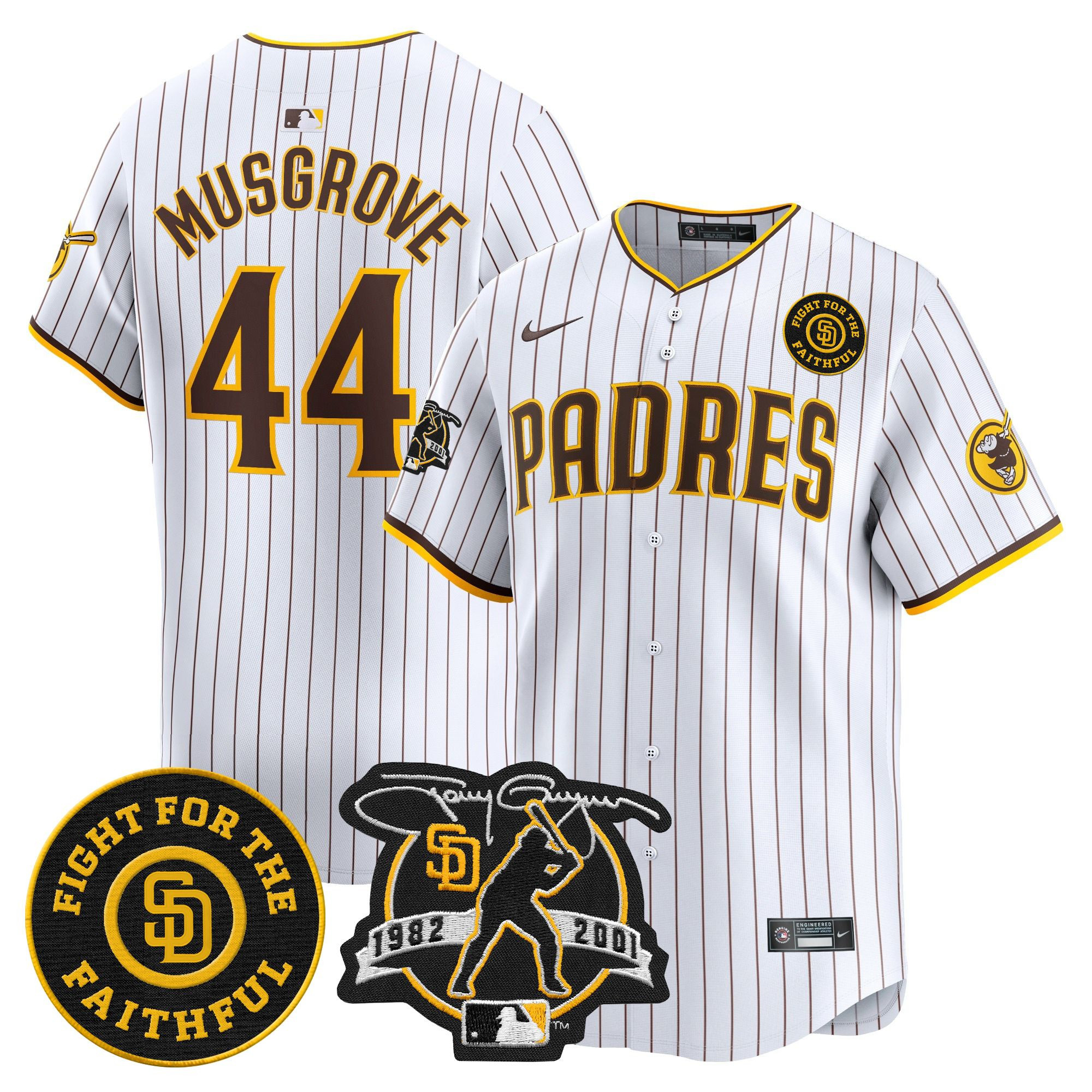 Men's Joe Musgrove San Diego Padres Tony Gwynn & Faithful Patch Vapor Premier Limited White Jersey Ã± All Stitched