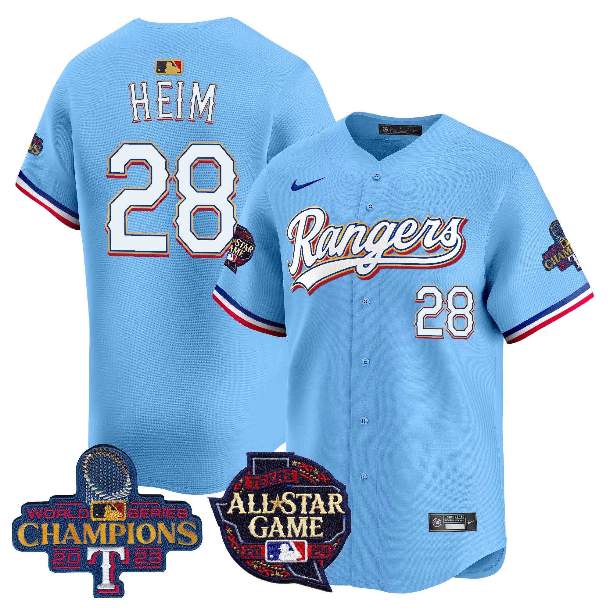 Men's Jonah Heim Texas Rangers 2024 All Star Game Patch Vapor Premier Limited Blue Jersey - All Stitched