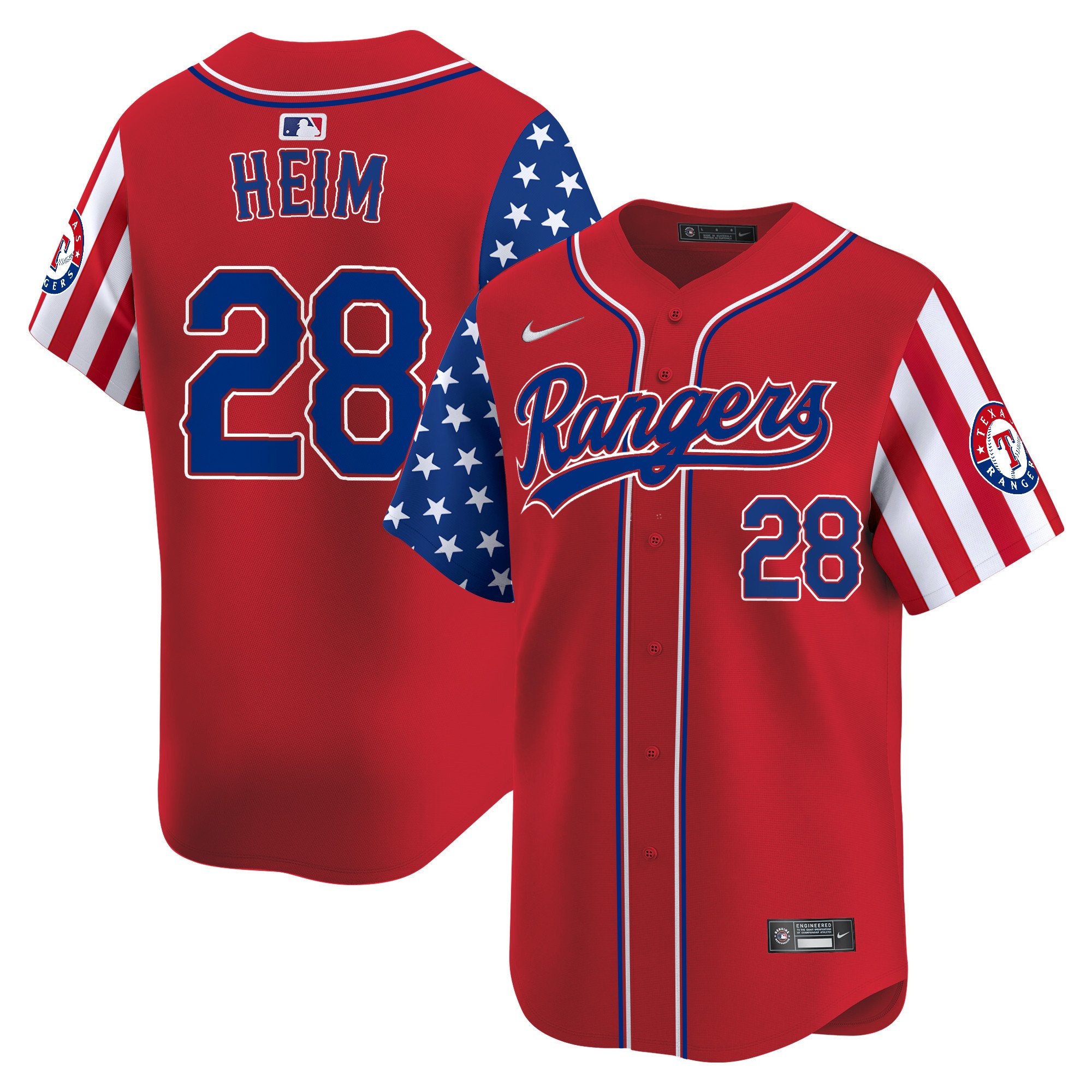 Men's Jonah Heim Texas Rangers 2024 Independence Day Vapor Premier Limited Red Jersey - All Stitched