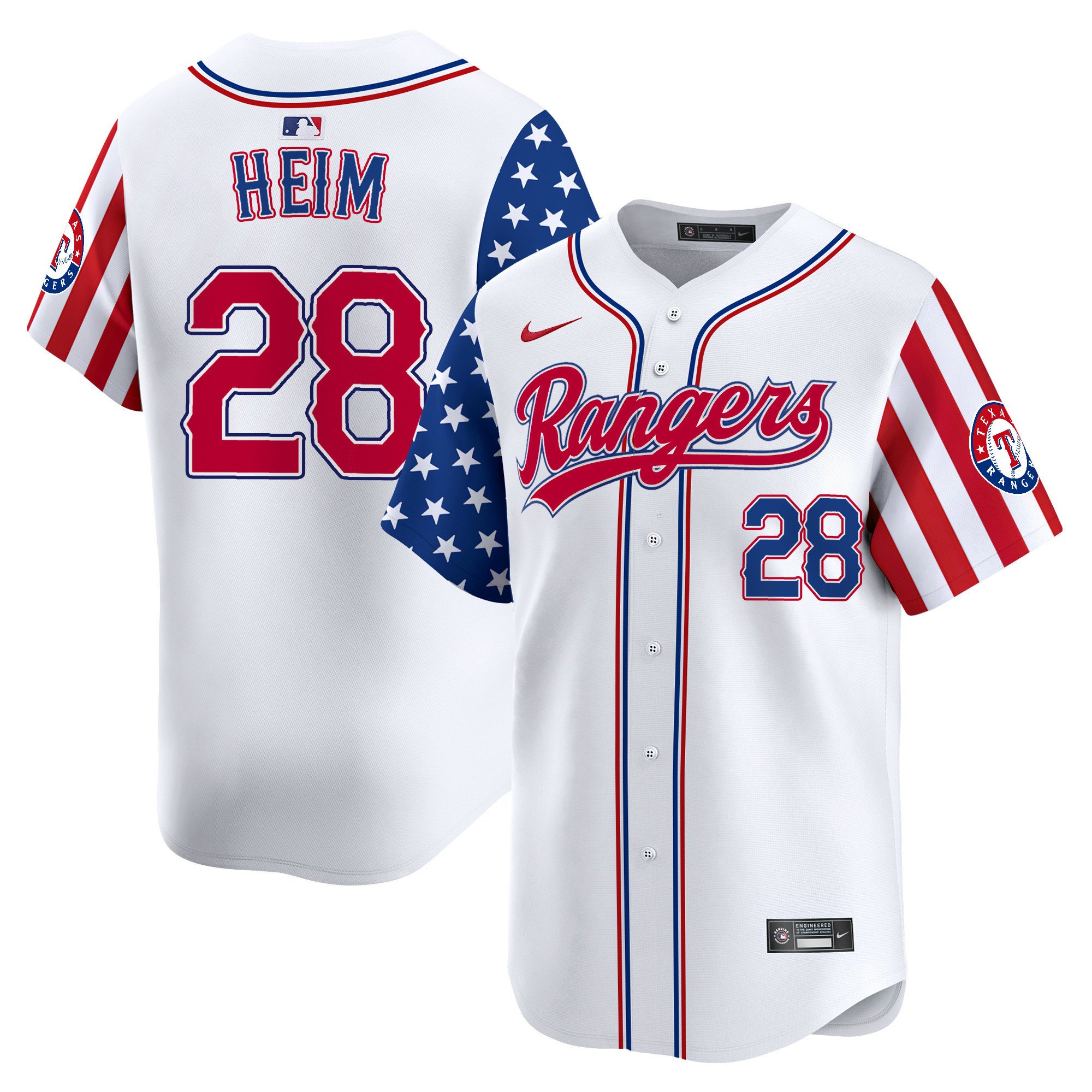 Men's Jonah Heim Texas Rangers 2024 Independence Day Vapor Premier Limited White Jersey - All Stitched