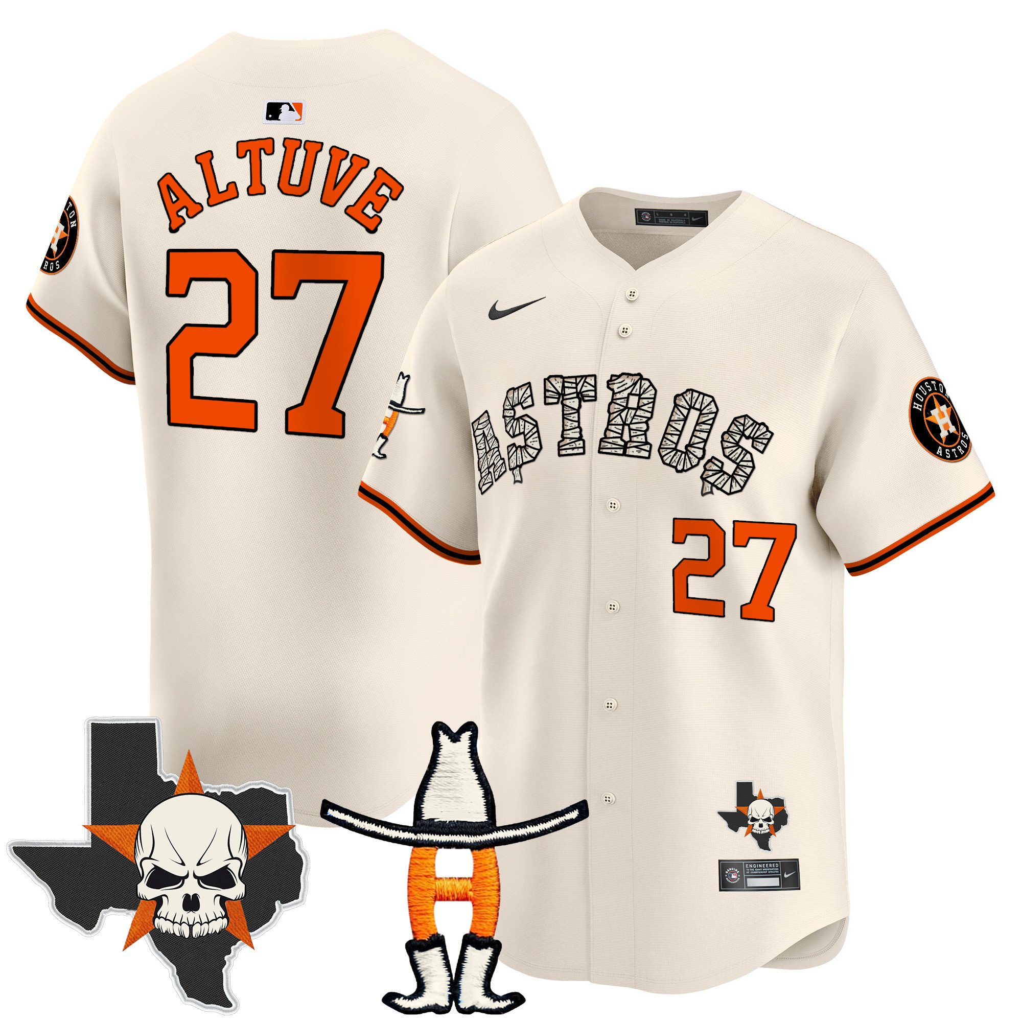 Men's JosÃˆ Altuve Houston Astros Halloween Vapor Premier Limited Cream Jersey - All Stitched