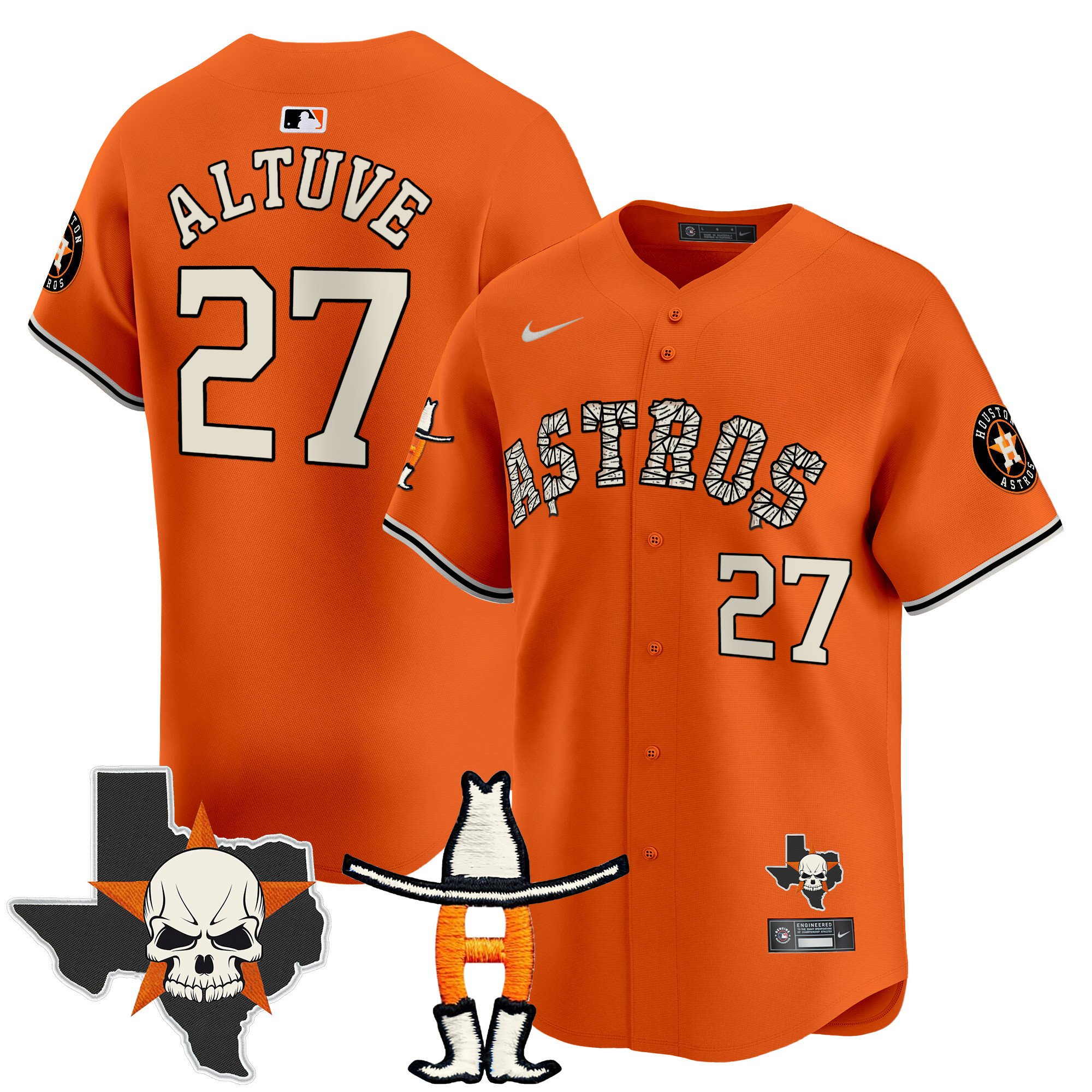 Men's JosÃˆ Altuve Houston Astros Halloween Vapor Premier Limited Orange Jersey - All Stitched