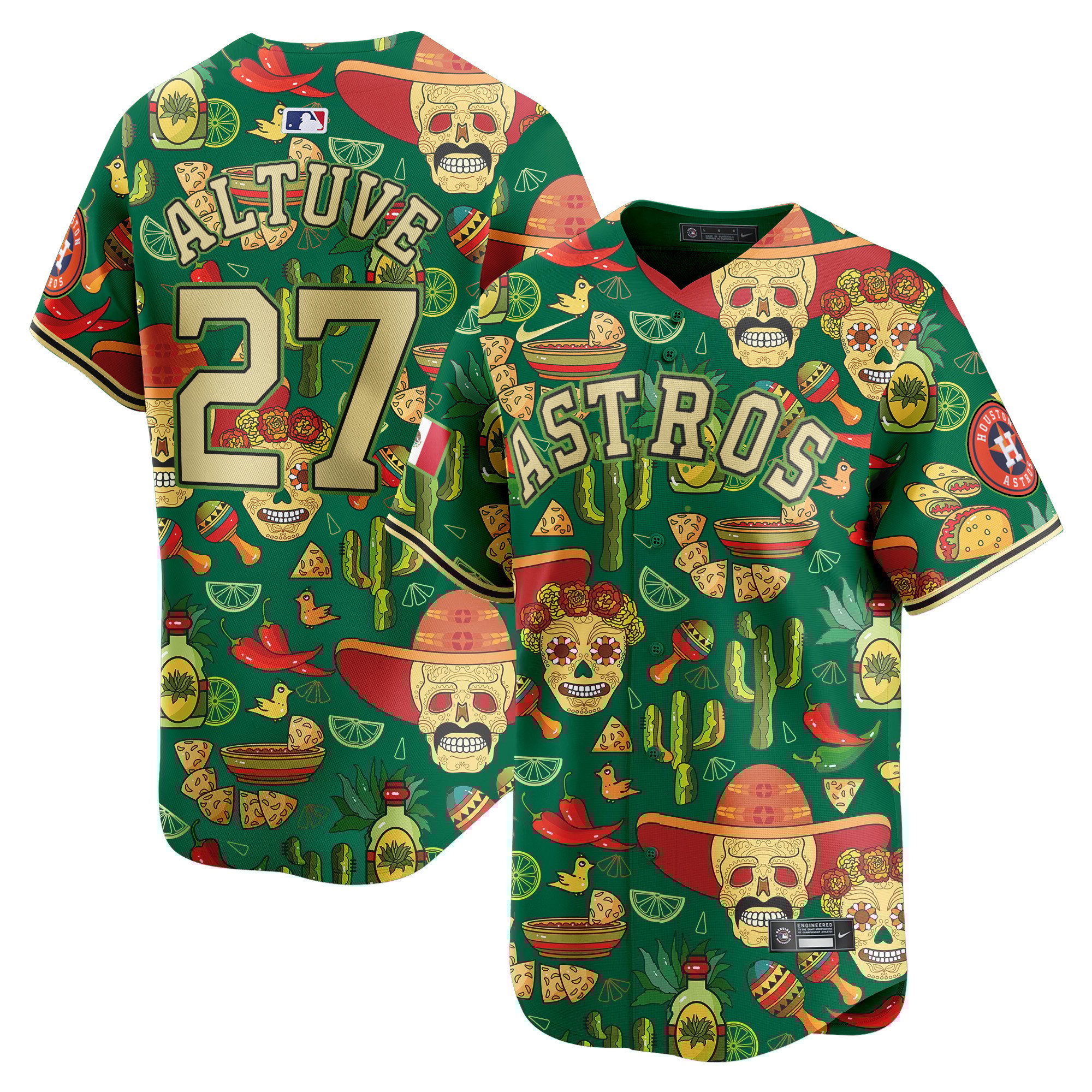 Men's JosÃˆ Altuve Houston Astros Mexico Cinco De Mayo Vapor Premier Limited Green Jersey - Printed