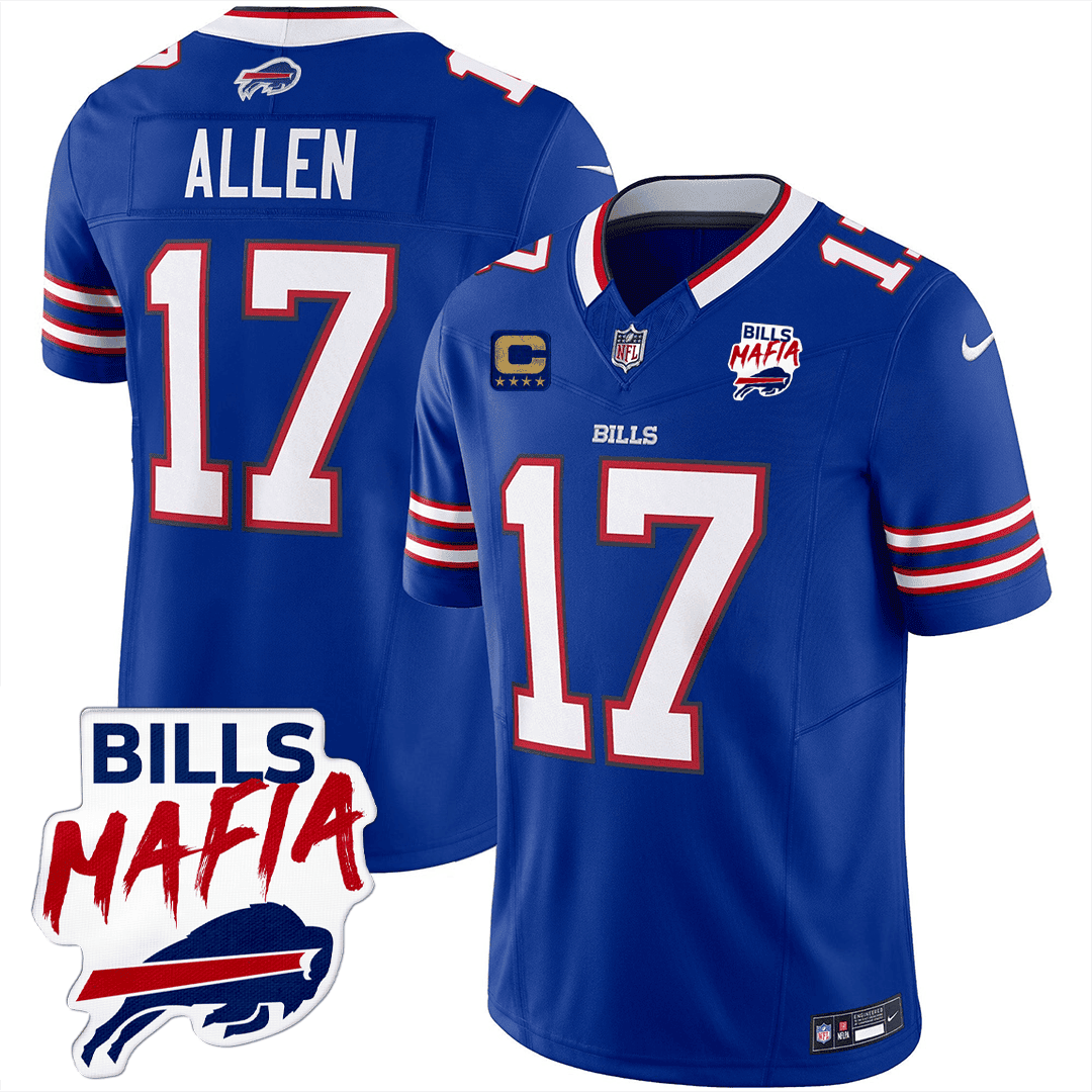 Men's Josh Allen Buffalo Bills Bills Mafia Patch Limited Royal Blue Jersey - All Stitched