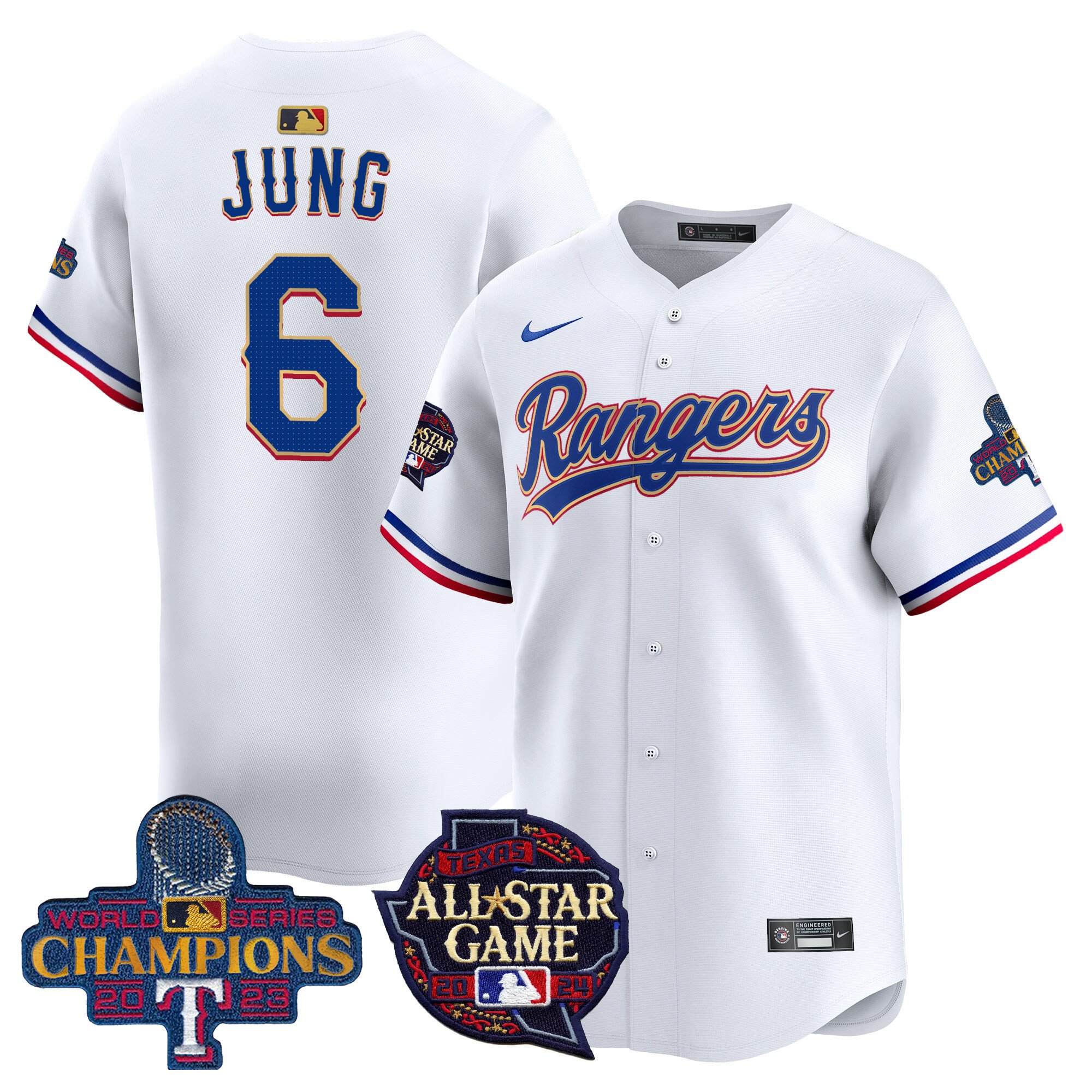 Men's Josh Jung Texas Rangers 2024 All Star Game Patch Vapor Premier Limited White Jersey - All Stitched