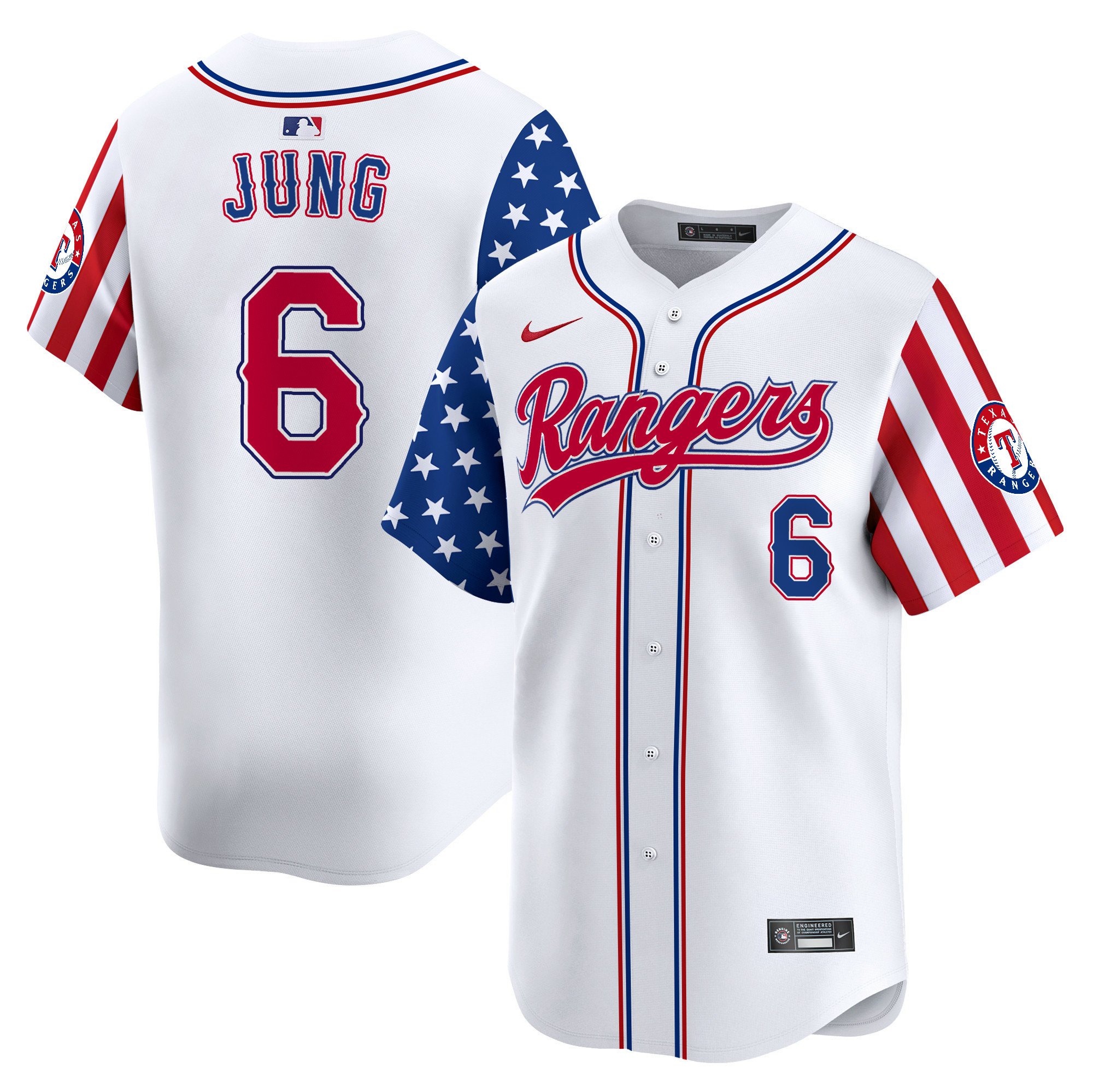 Men's Josh Jung Texas Rangers 2024 Independence Day Vapor Premier Limited White Jersey - All Stitched