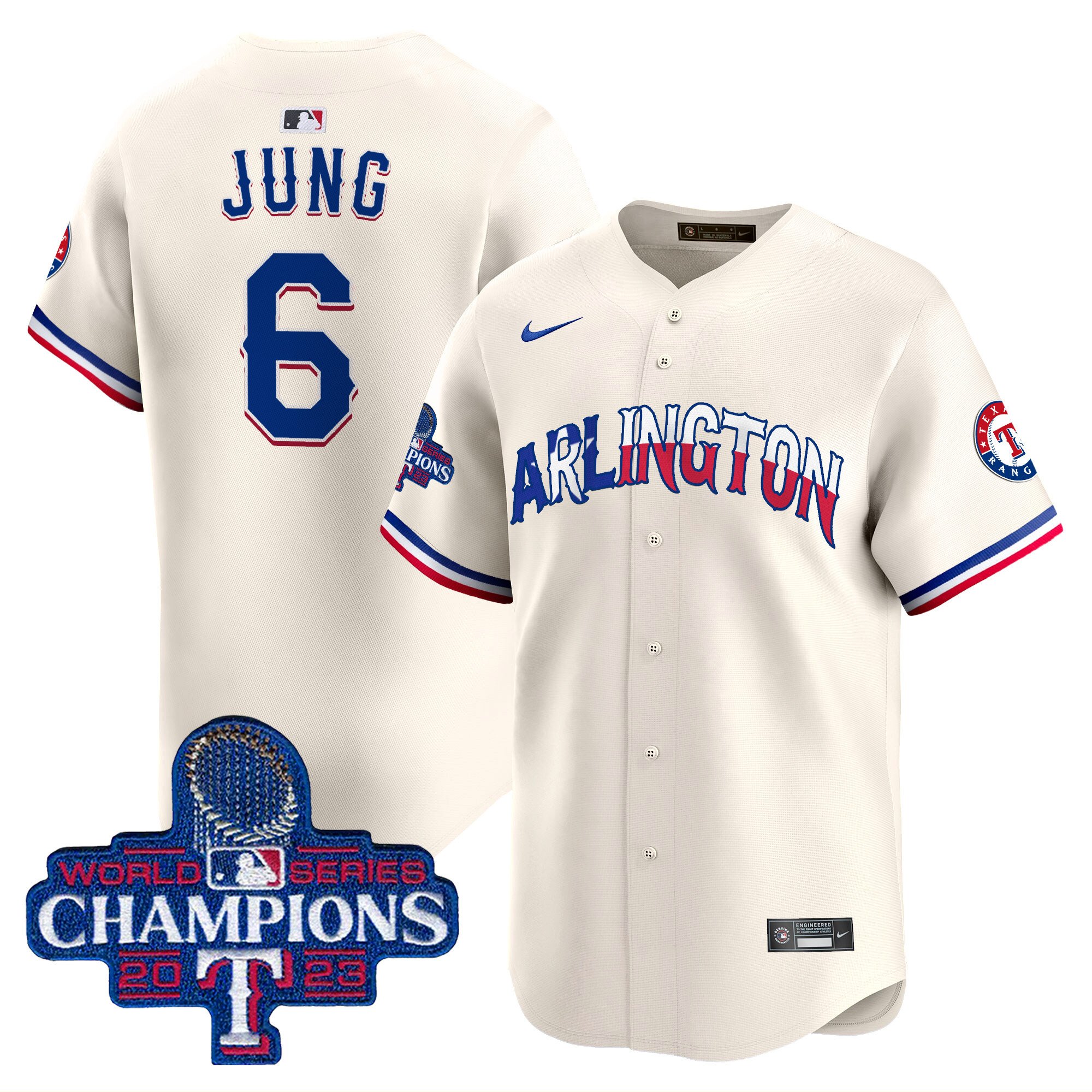 Men's Josh Jung Texas Rangers Arlington Champions Vapor Premier Limited Cream Jersey - All Stitched