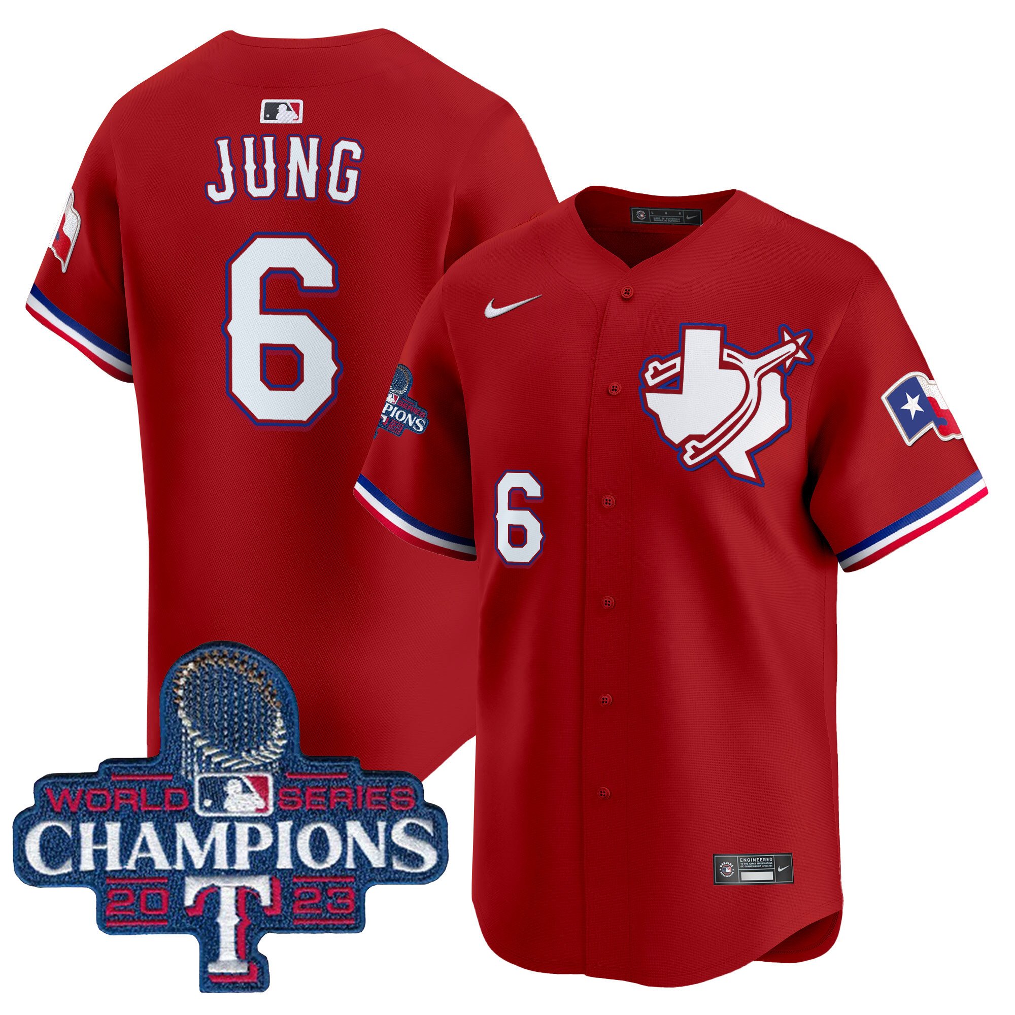 Men's Josh Jung Texas Rangers World Series Champions Vapor Premier Limited Red Jersey V3 - All Stitched