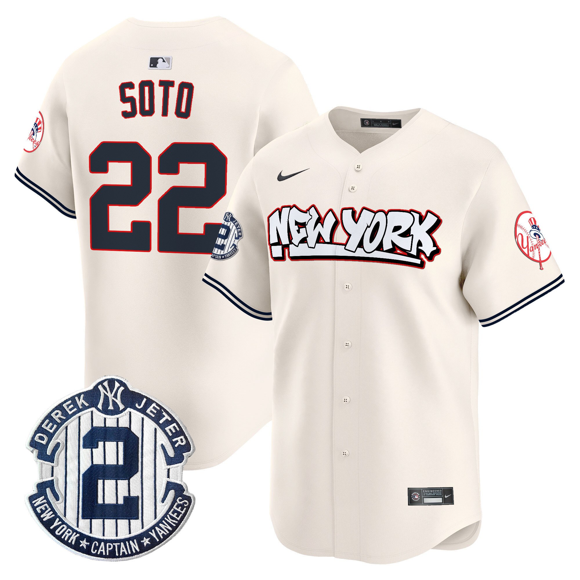 Men's Juan Soto New York Yankees Graffiti Vapor Premier Limited Cream Jersey V2 - All Stitched