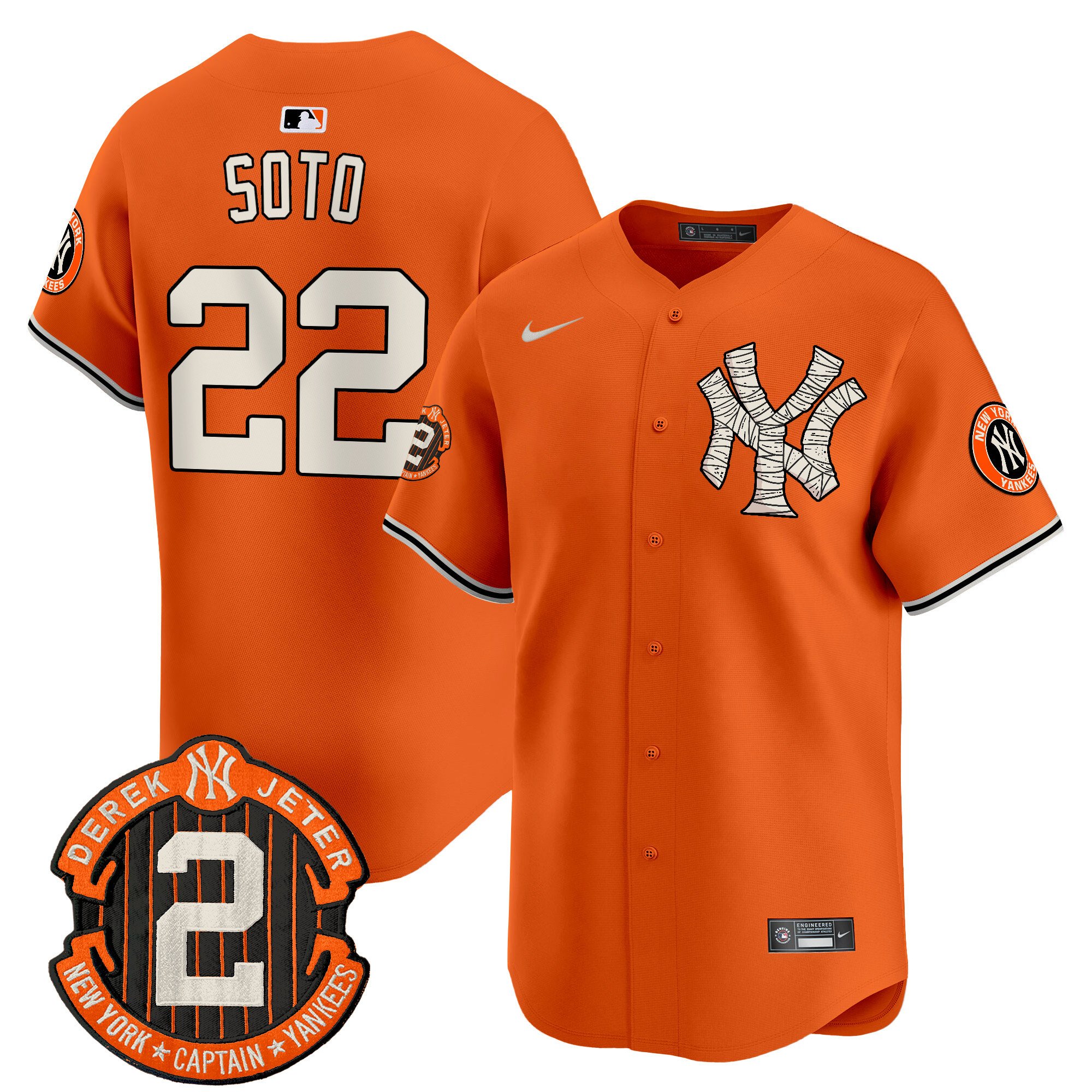 Men's Juan Soto New York Yankees Halloween Vapor Premier Limited Orange Jersey - All Stitched