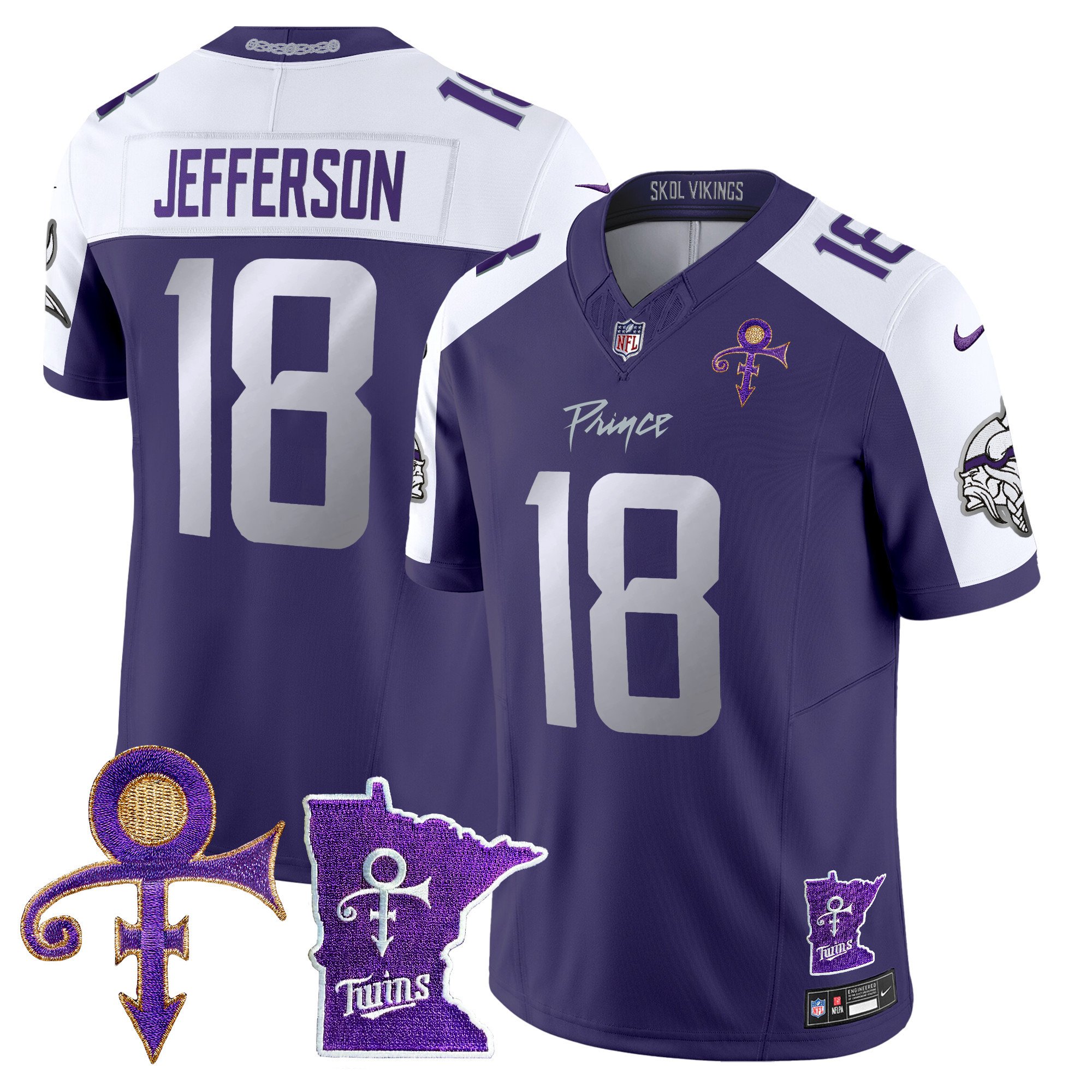 Men's Justin Jefferson Minnesota Vikings 2024 Prince Vapor Limited Purple Alternate Jersey V2 - All Stitched