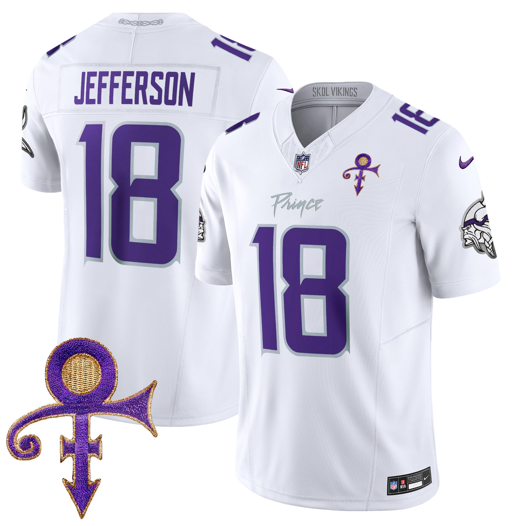 Men's Justin Jefferson Minnesota Vikings 2024 Prince Vapor Limited White Limited Jersey - All Stitched