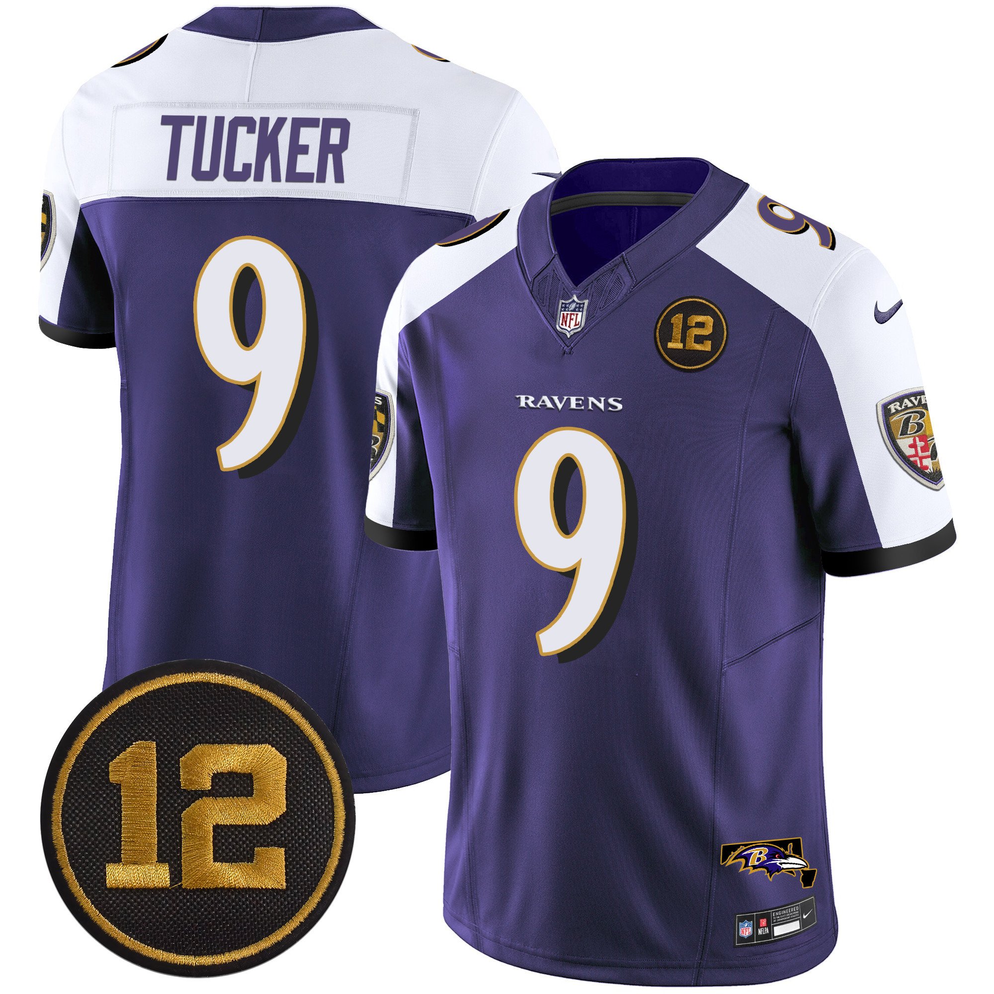 Men's Justin Tucker Baltimore Ravens Jacoby Jones Patch Vapor Limited Purple Alternate Jersey - All Stitched