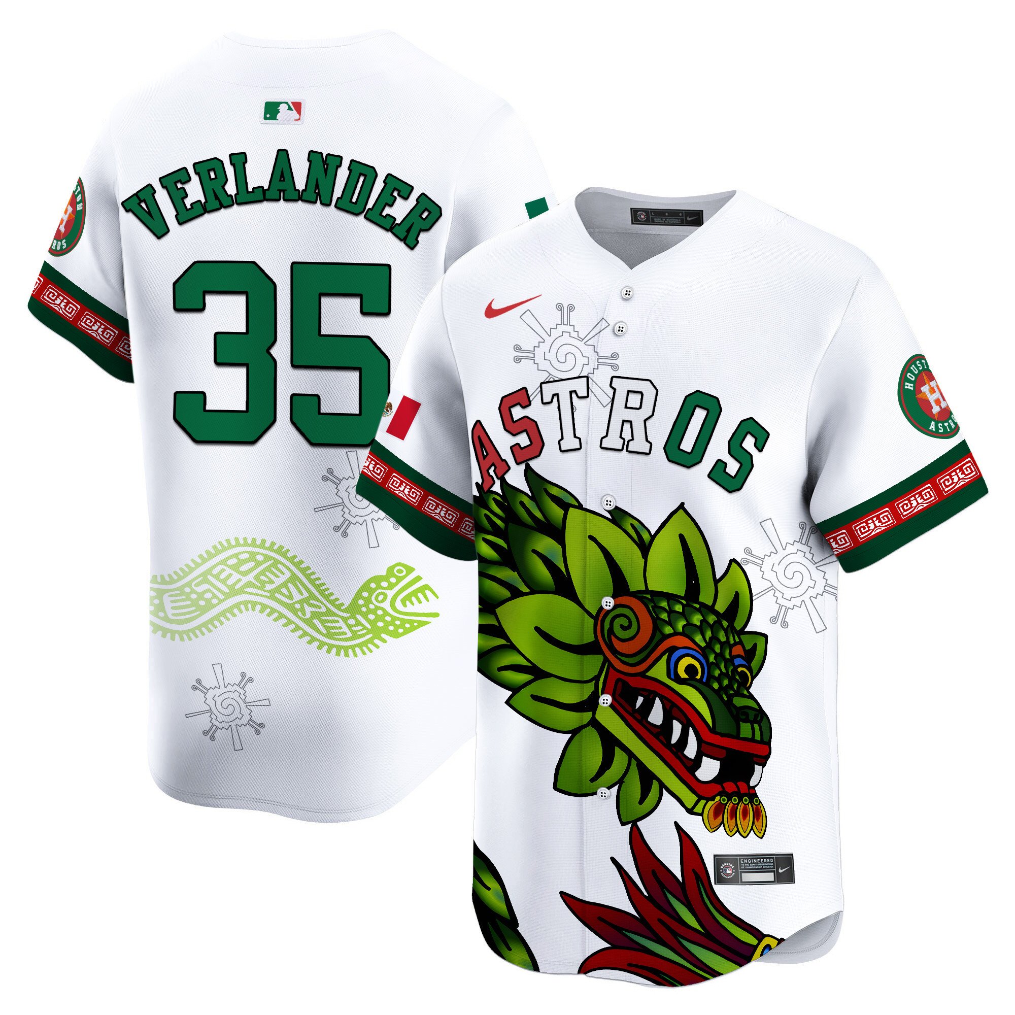Men's Justin Verlander Houston Astros Mexico Quetzalcoatl Aztec Vapor Limited White Jersey - Printed