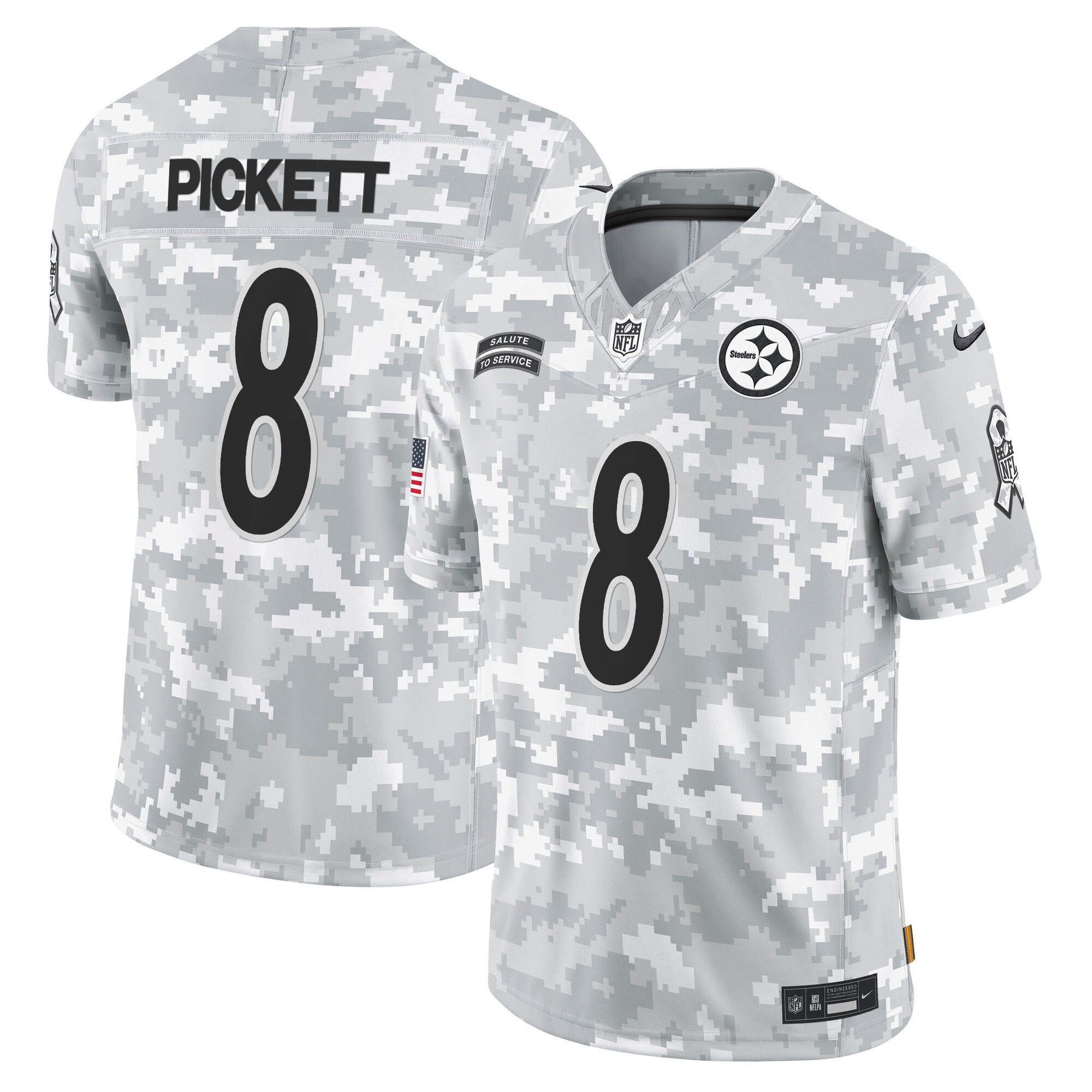 Men's Kenny Pickett Pittsburgh Steelers 2024 Salute to Service Vapor Limited Jersey - Arctic Camo - All Stitched