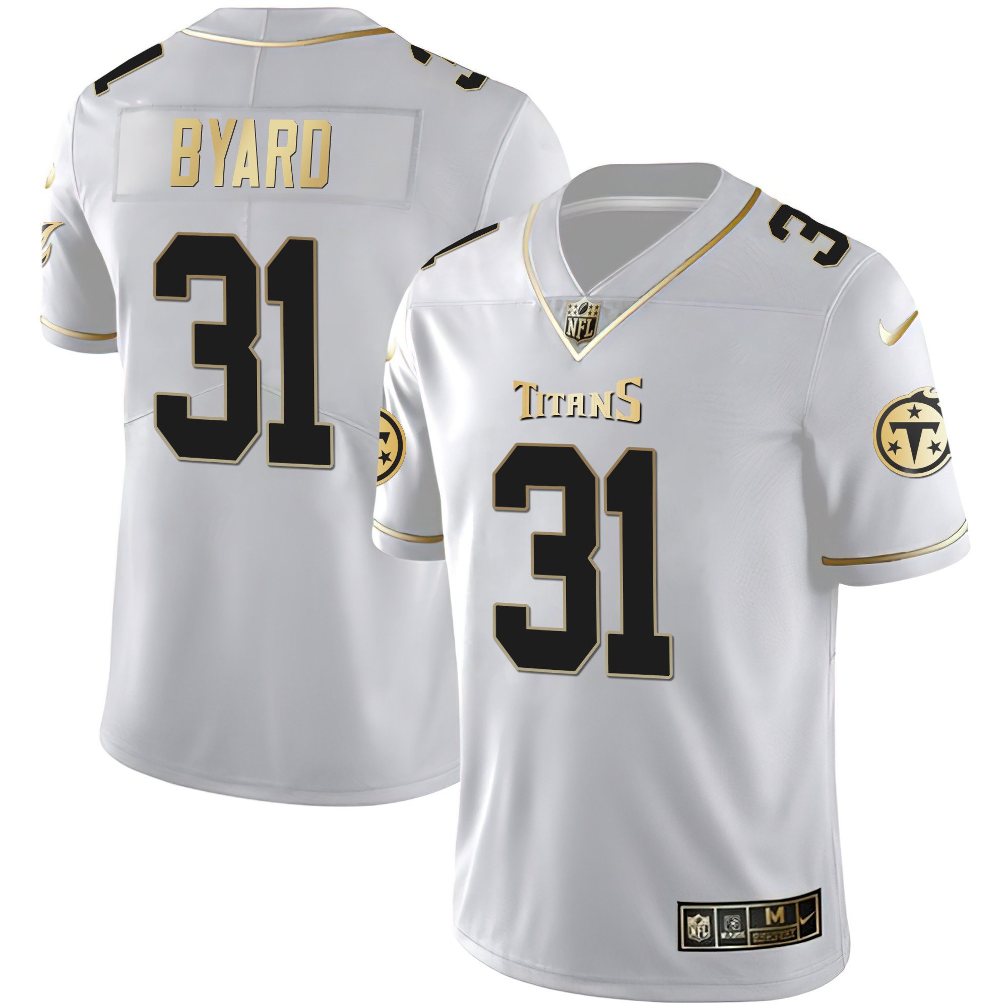 Men's Kevin Byard Tennessee Titans White Gold & Black Gold White Gold Jersey - All Stitched
