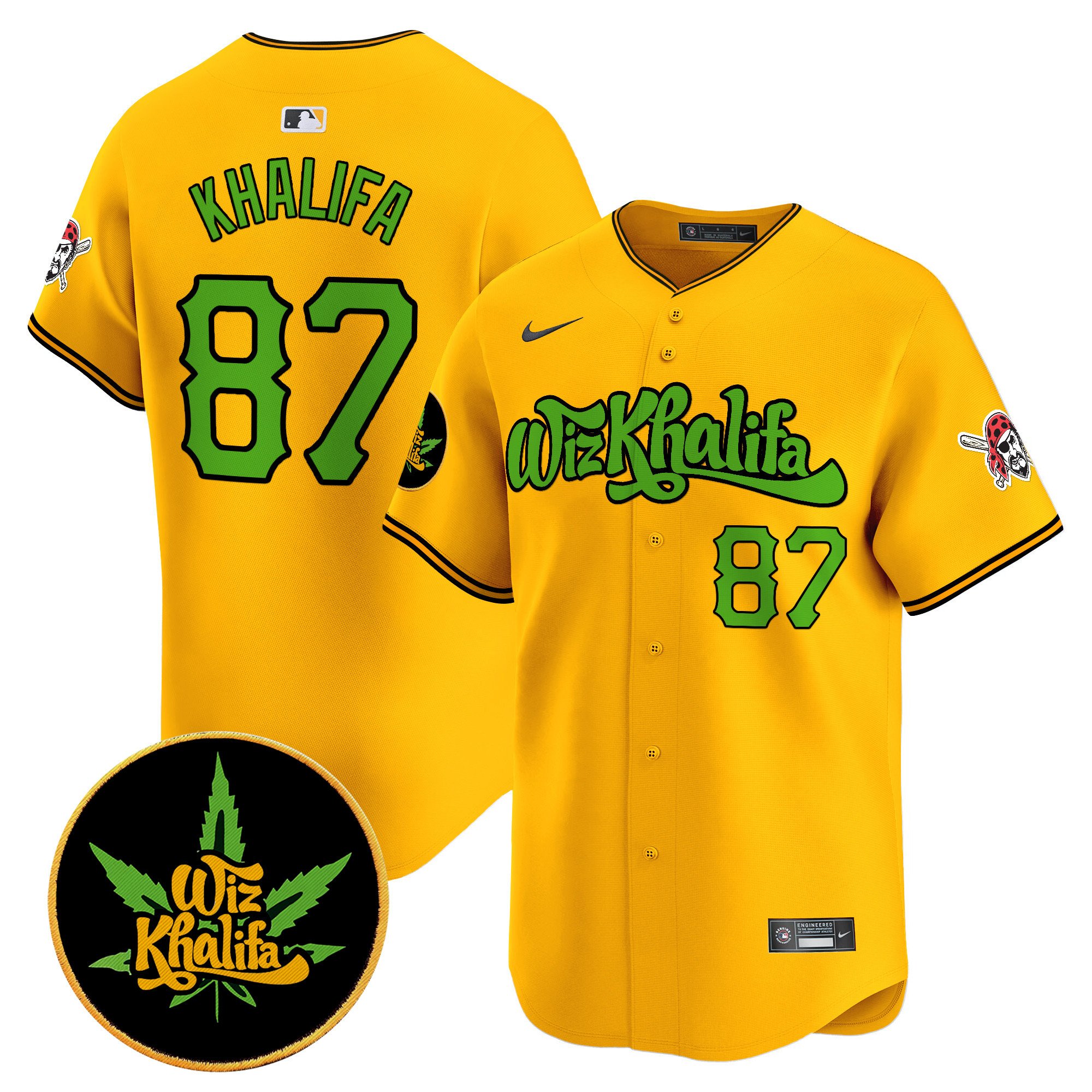 Men's Khalifa 1987 Pittsburgh Pirates Wiz Khalifa Vapor Premier Limited Gold Jersey - All Stitched