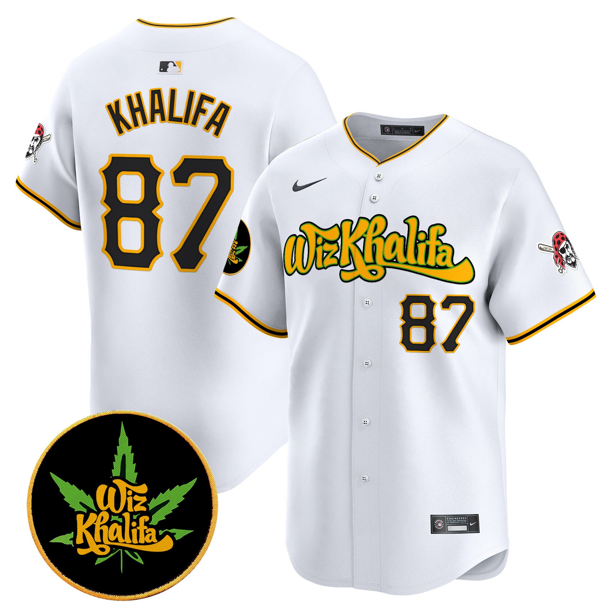 Men's Khalifa 1987 Pittsburgh Pirates Wiz Khalifa Vapor Premier Limited White Jersey - All Stitched
