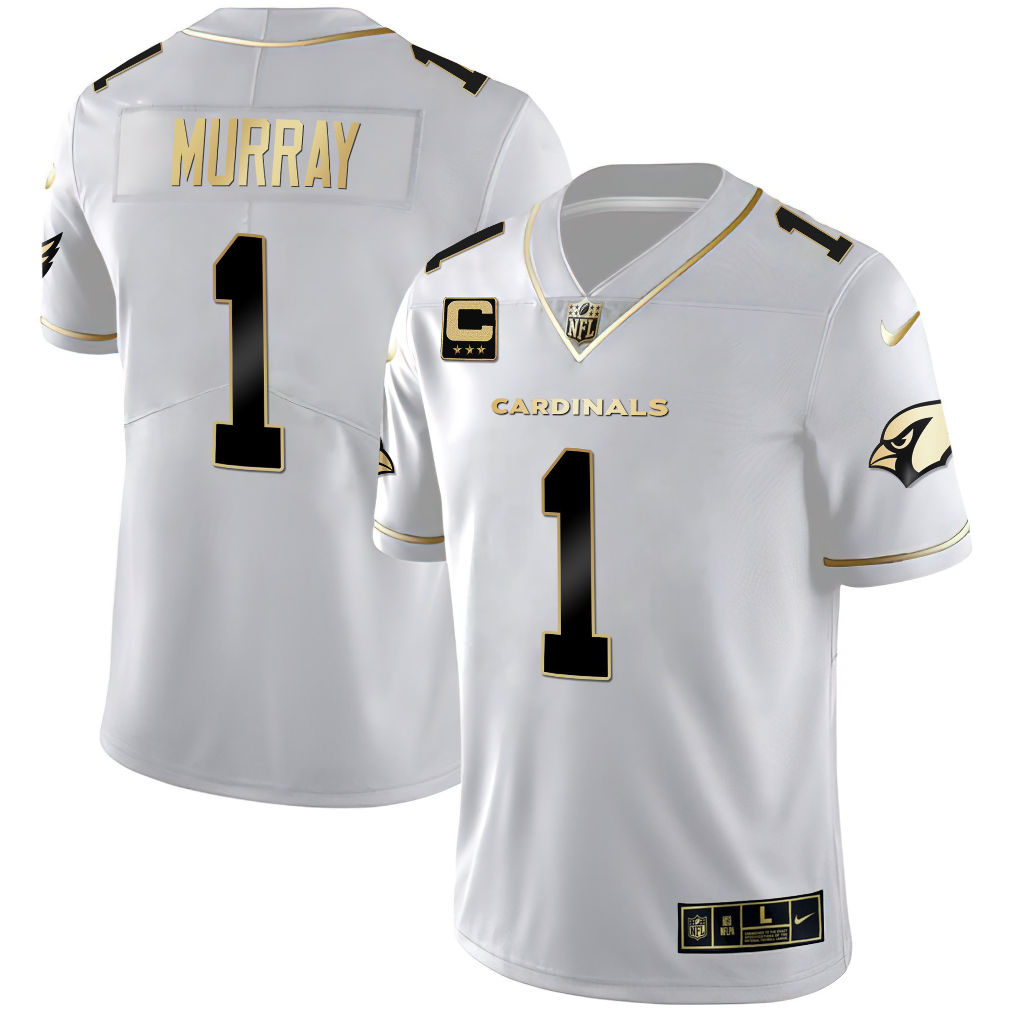 Men's Kyler Murray Arizona Cardinals Black Gold & White Gold Vapor Limited White Gold Jersey - All Stitched