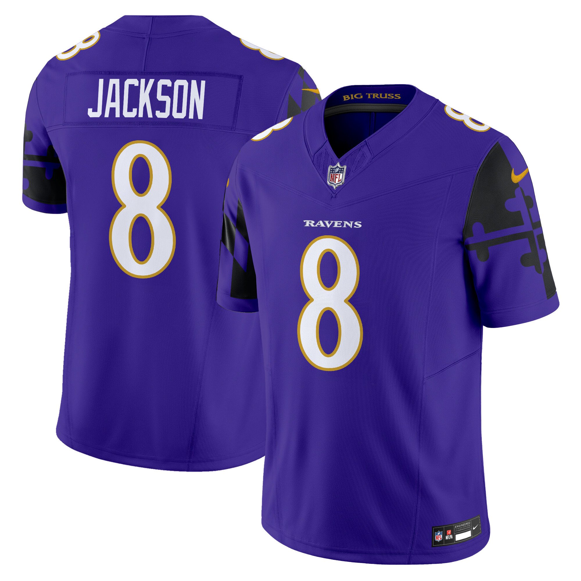 Men's Lamar Jackson Baltimore Ravens Maryland Flag Vapor Limited Purple Jersey - All Stitched