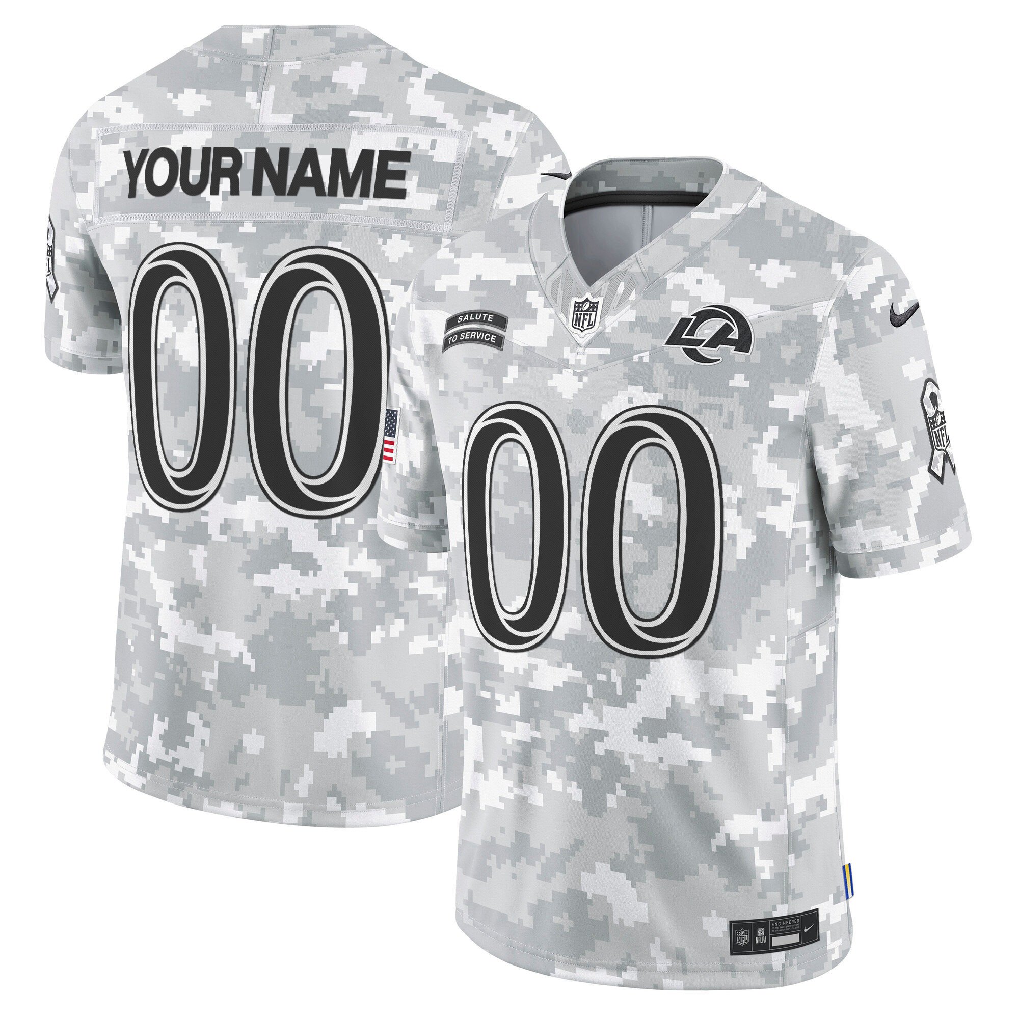 Men's Los Angeles Rams 2024 Salute to Service Vapor Limited Custom Custom Jersey - Arctic Camo - All Stitched