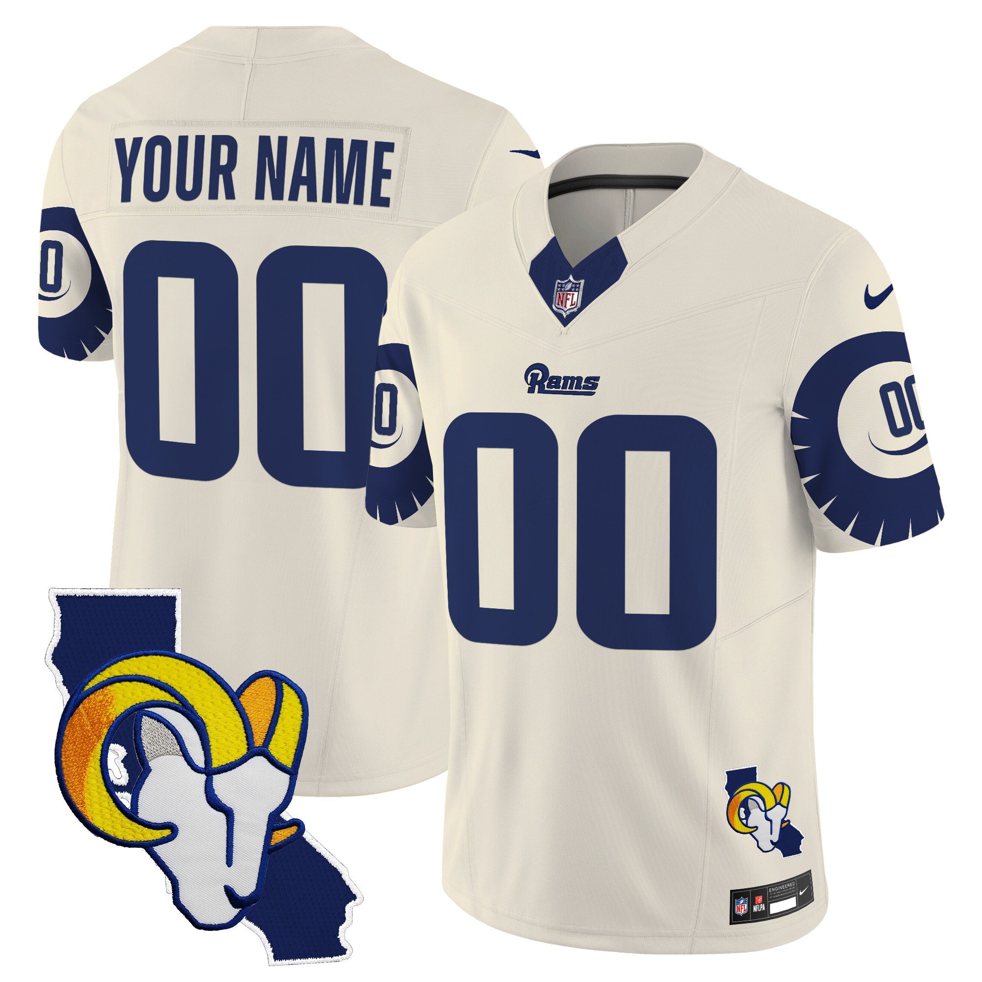 Men's Los Angeles Rams Special Vapor Limited Custom Bone Jersey V2 - All Stitched