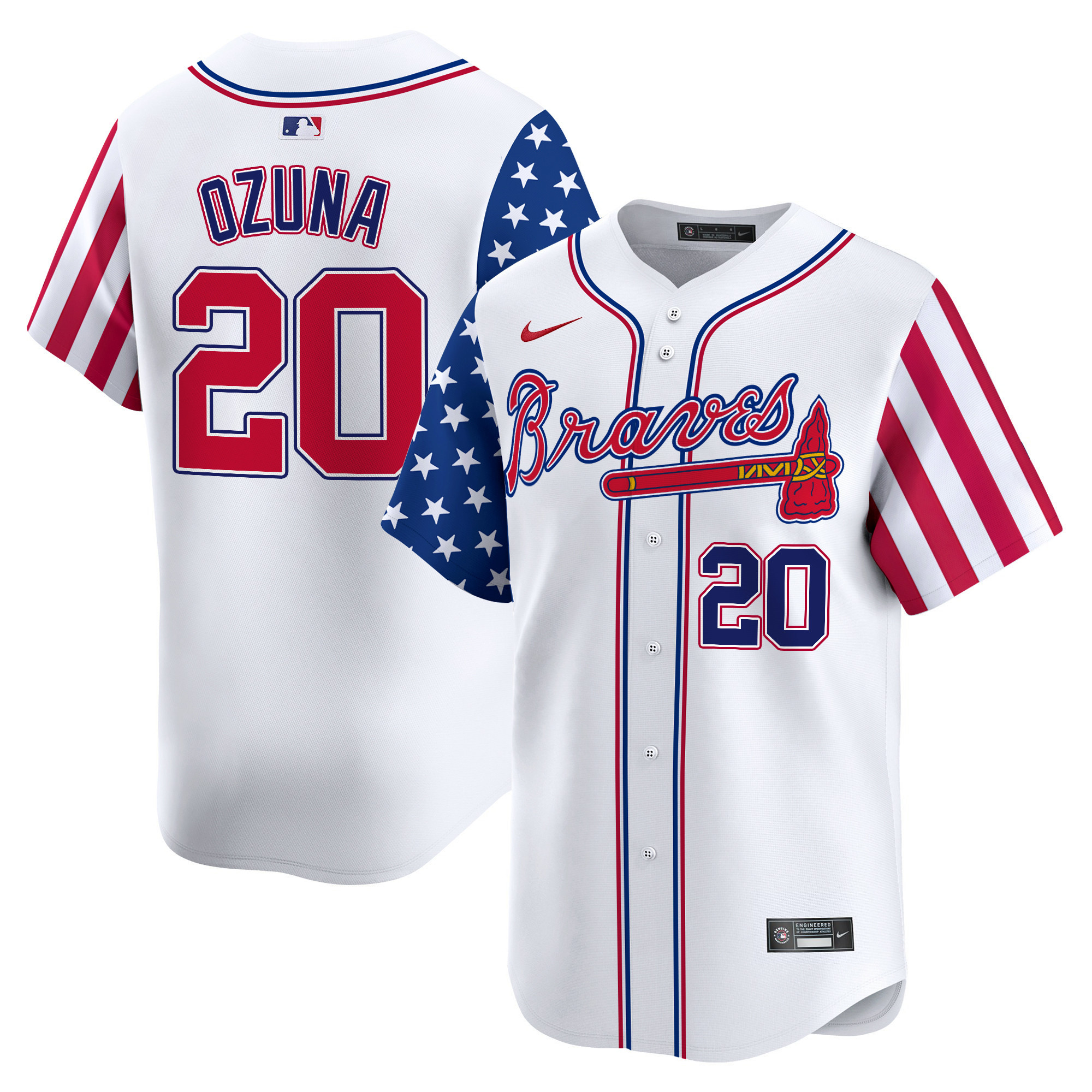 Men's Marcell Ozuna Atlanta Braves 2024 Independence Day Vapor Premier Limited White Jersey - All Stitched