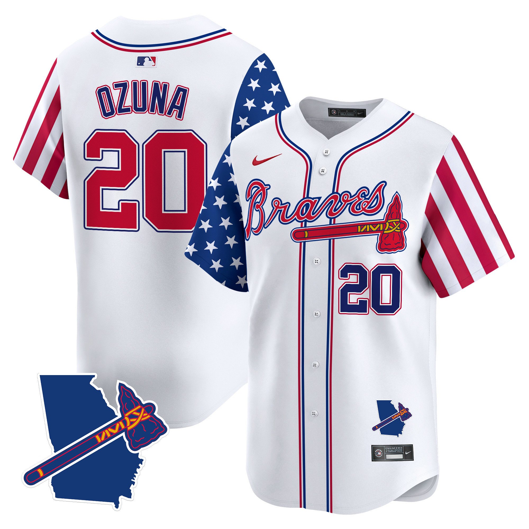 Men's Marcell Ozuna Atlanta Braves 2024 Independence Day Vapor Premier Limited White Jersey V2 - All Stitched